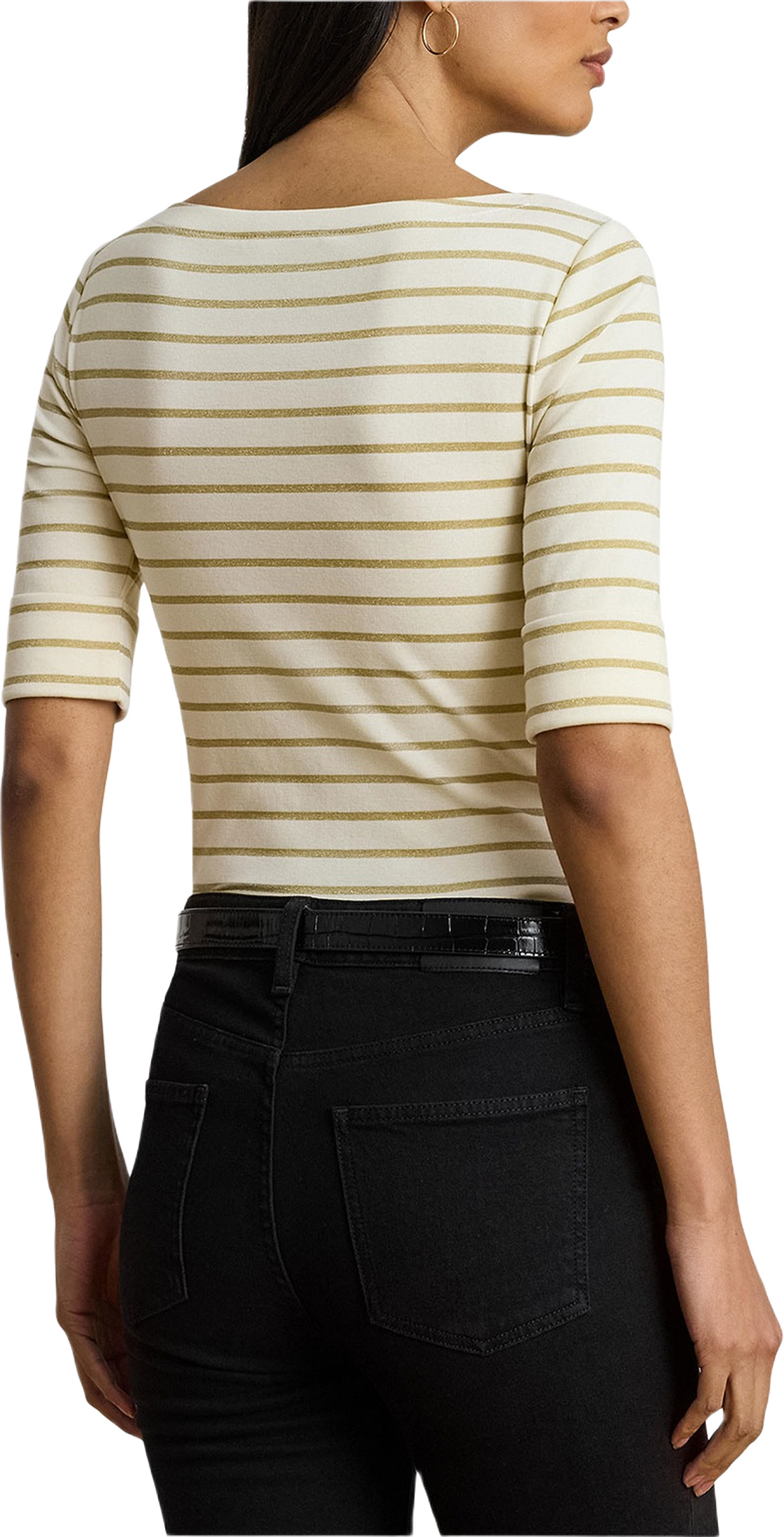 Metallic Striped Boatneck Tee
