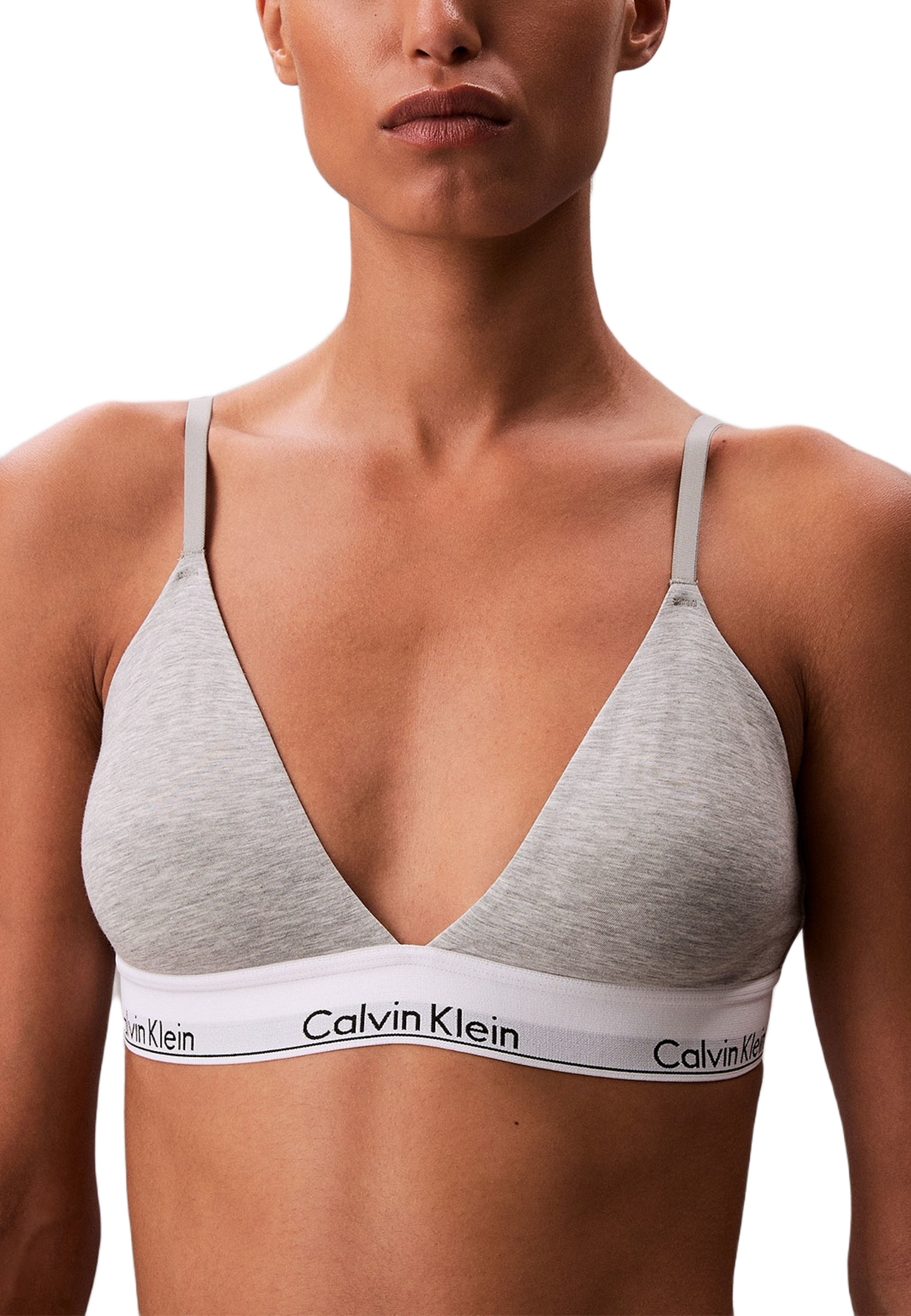 Lättvadderad Triangelbh, i skön Bomull & modal blandning, från Calvin Klein, i färgen Grey Heather.