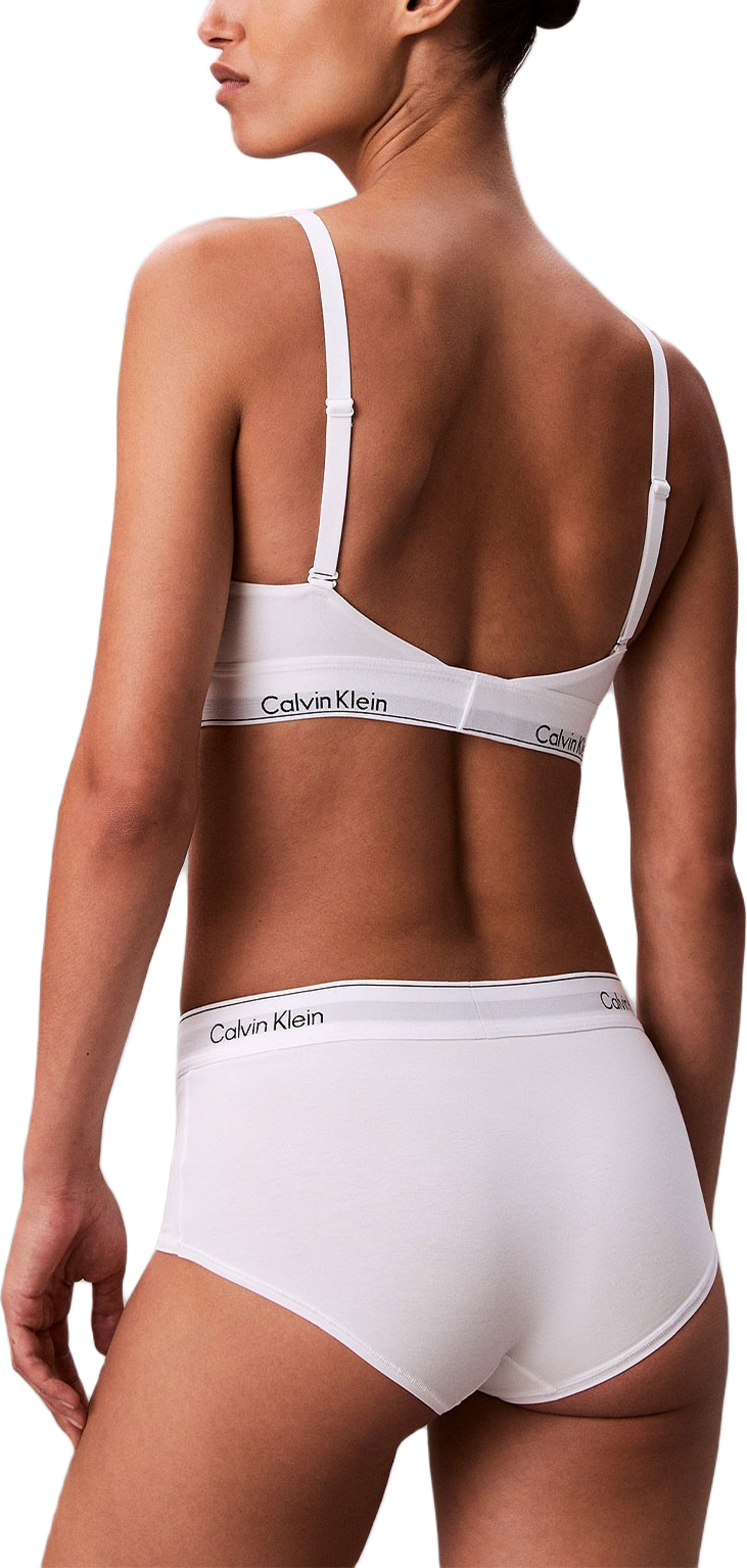 Vadderad slät Bralette BH, i bomull & modal blandning., från Calvin Klein, i färgen White.