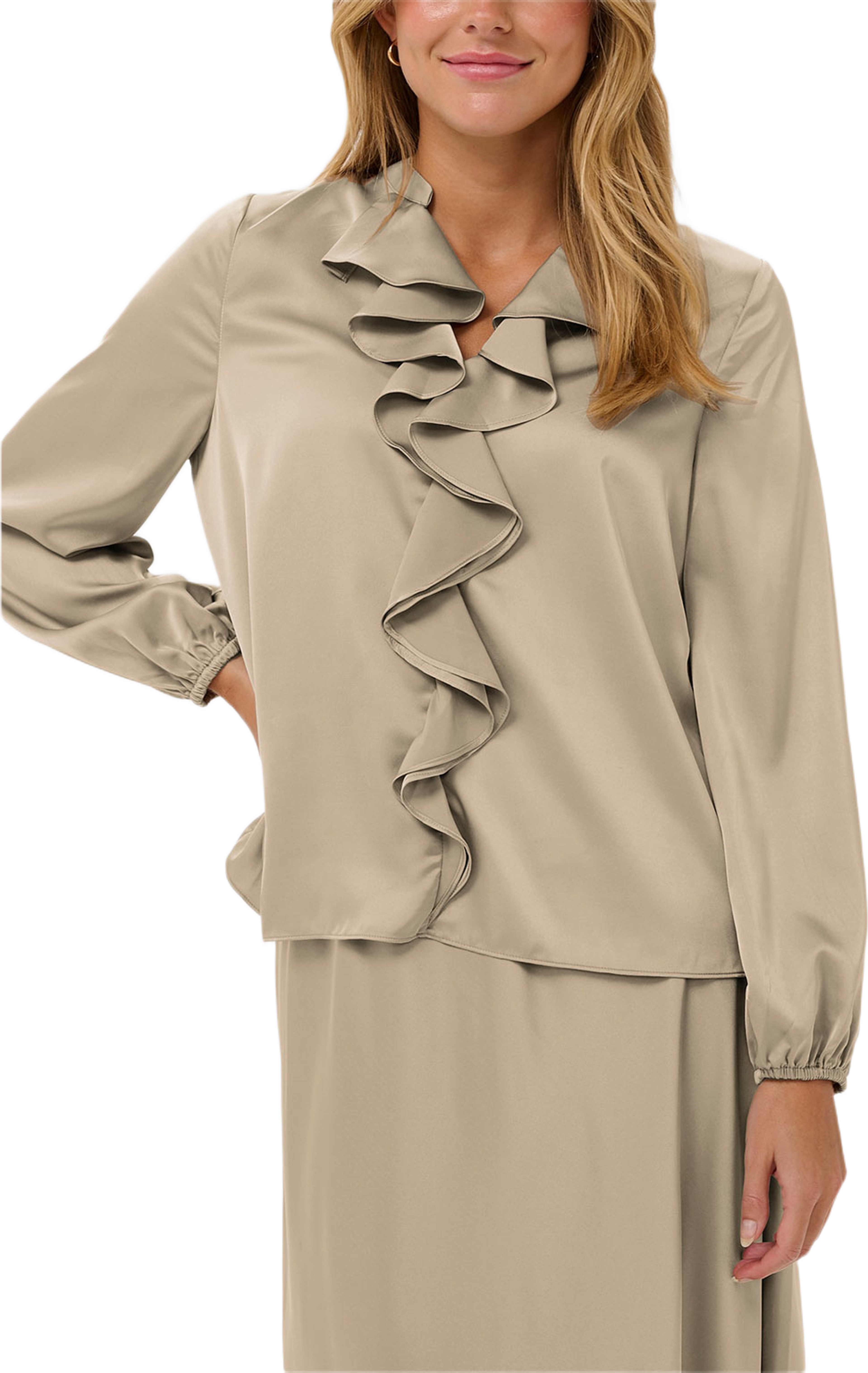 LodisaSZ Blouse, från Saint Tropez, i färgen Greige. Klicka för att öppna bilden i stort format