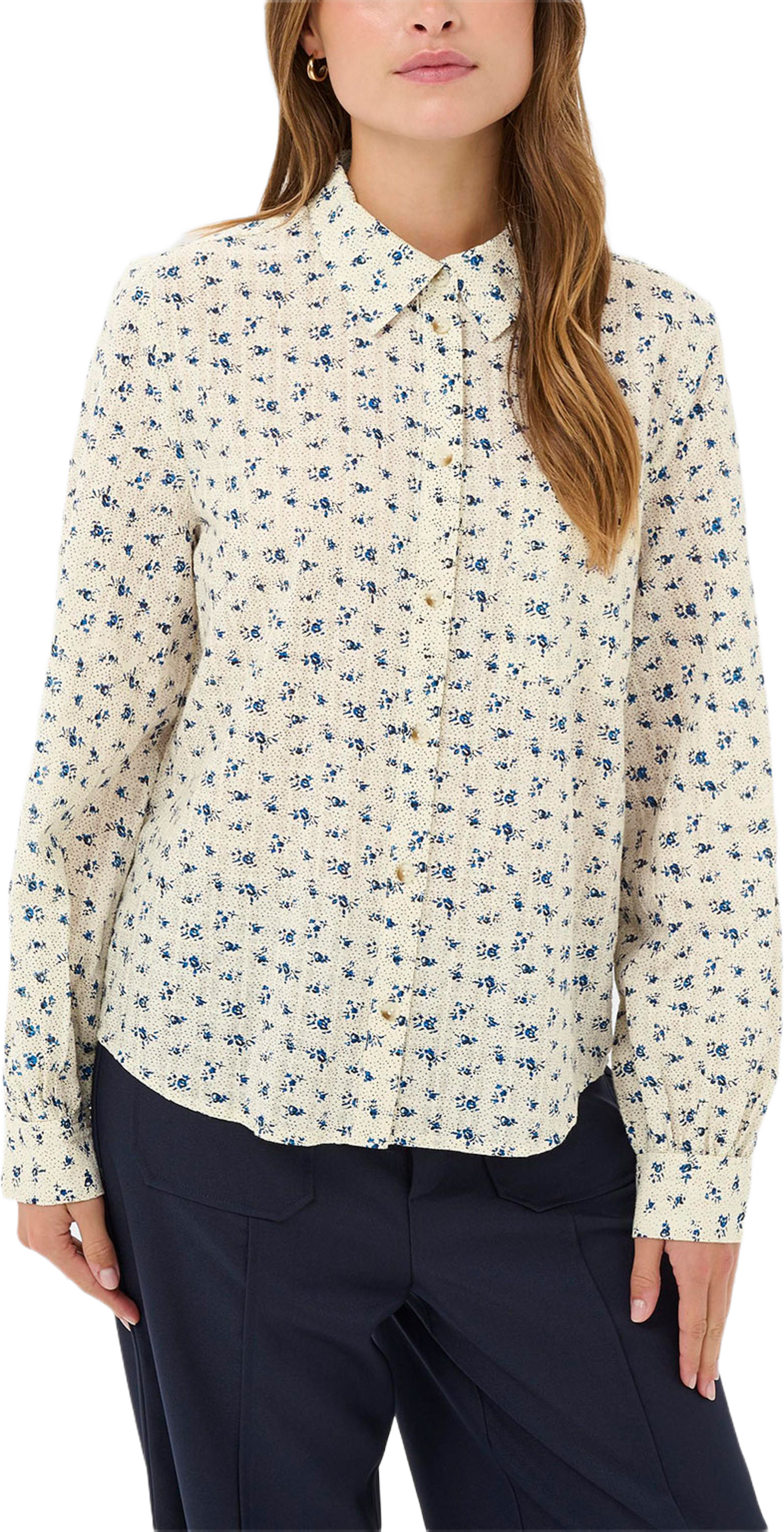 OmeliaSZ Plain Shirt, från Saint Tropez, i färgen Turtledove Mini Floral. Klicka för att öppna bilden i stort format