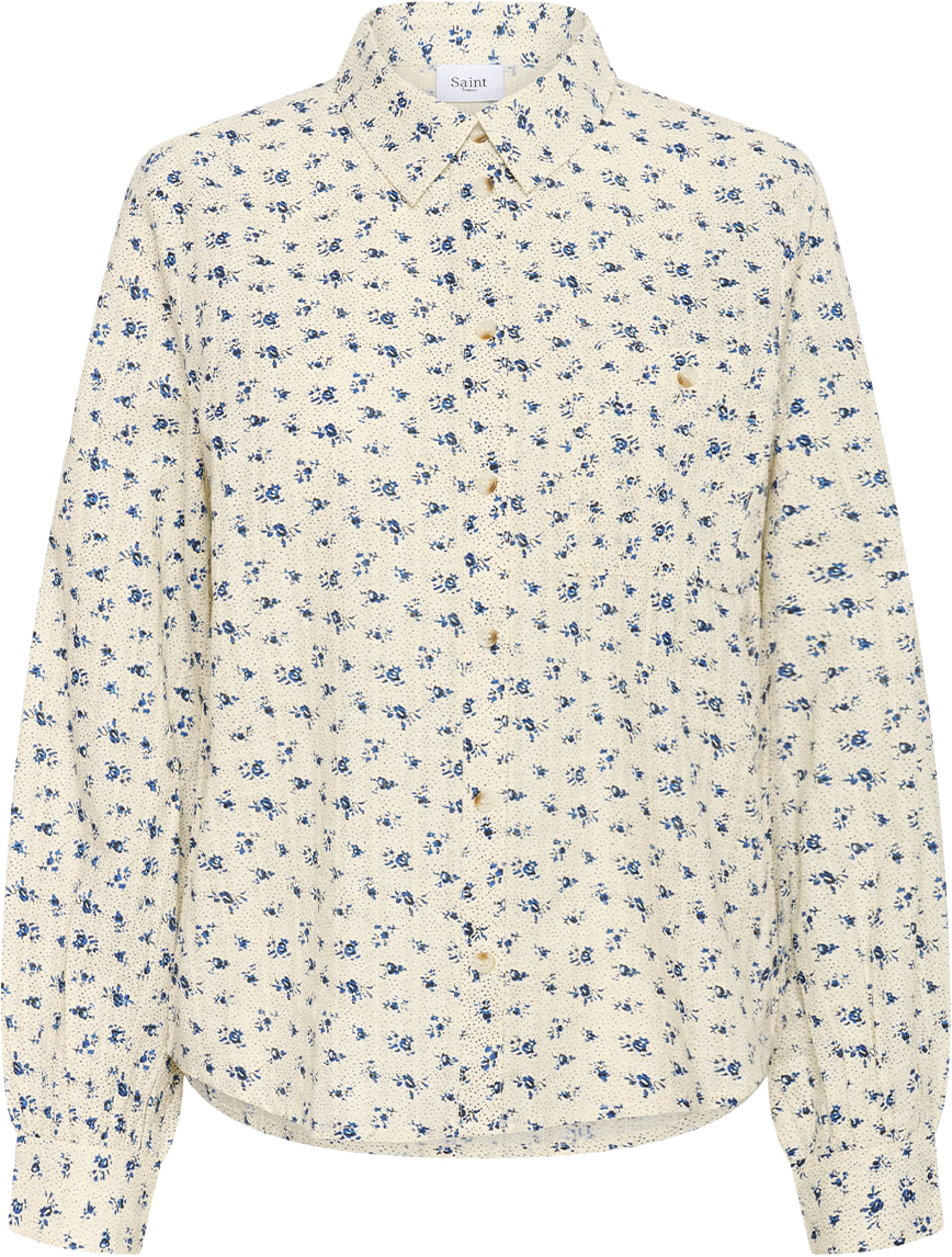 OmeliaSZ Plain Shirt, från Saint Tropez, i färgen Turtledove Mini Floral. Klicka för att öppna bilden i stort format