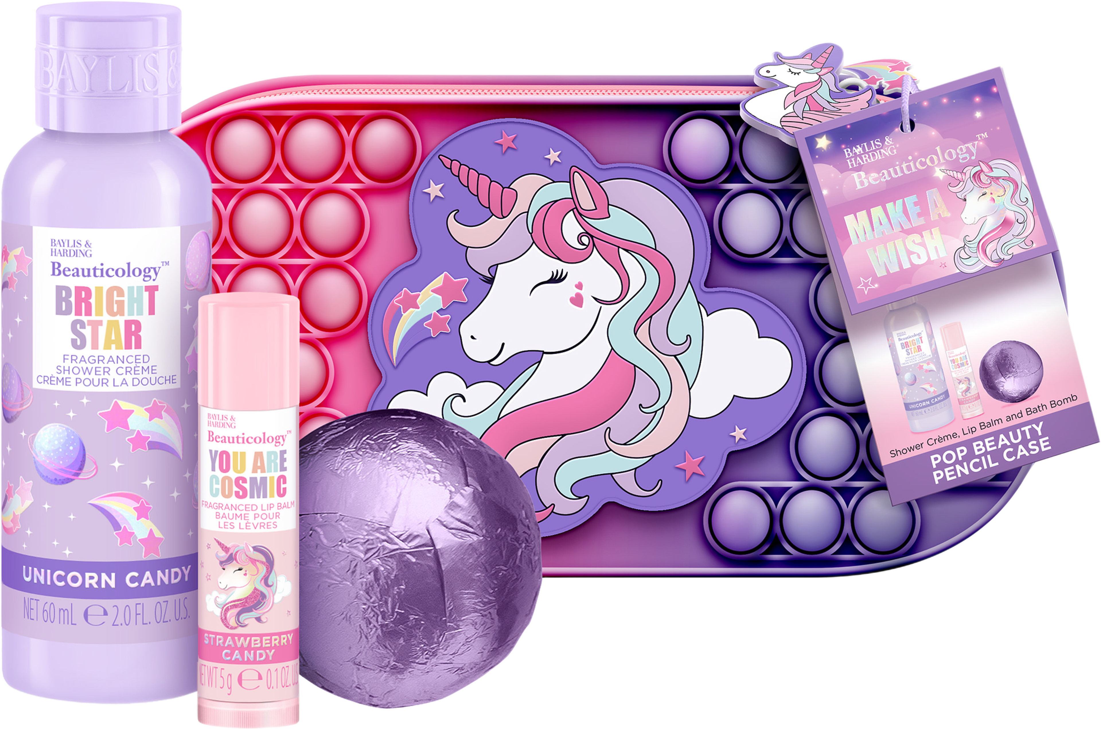 Beauticology Unicorn Pencil Case Gift Set, från Baylis & Harding. Klicka för att öppna bilden i stort format