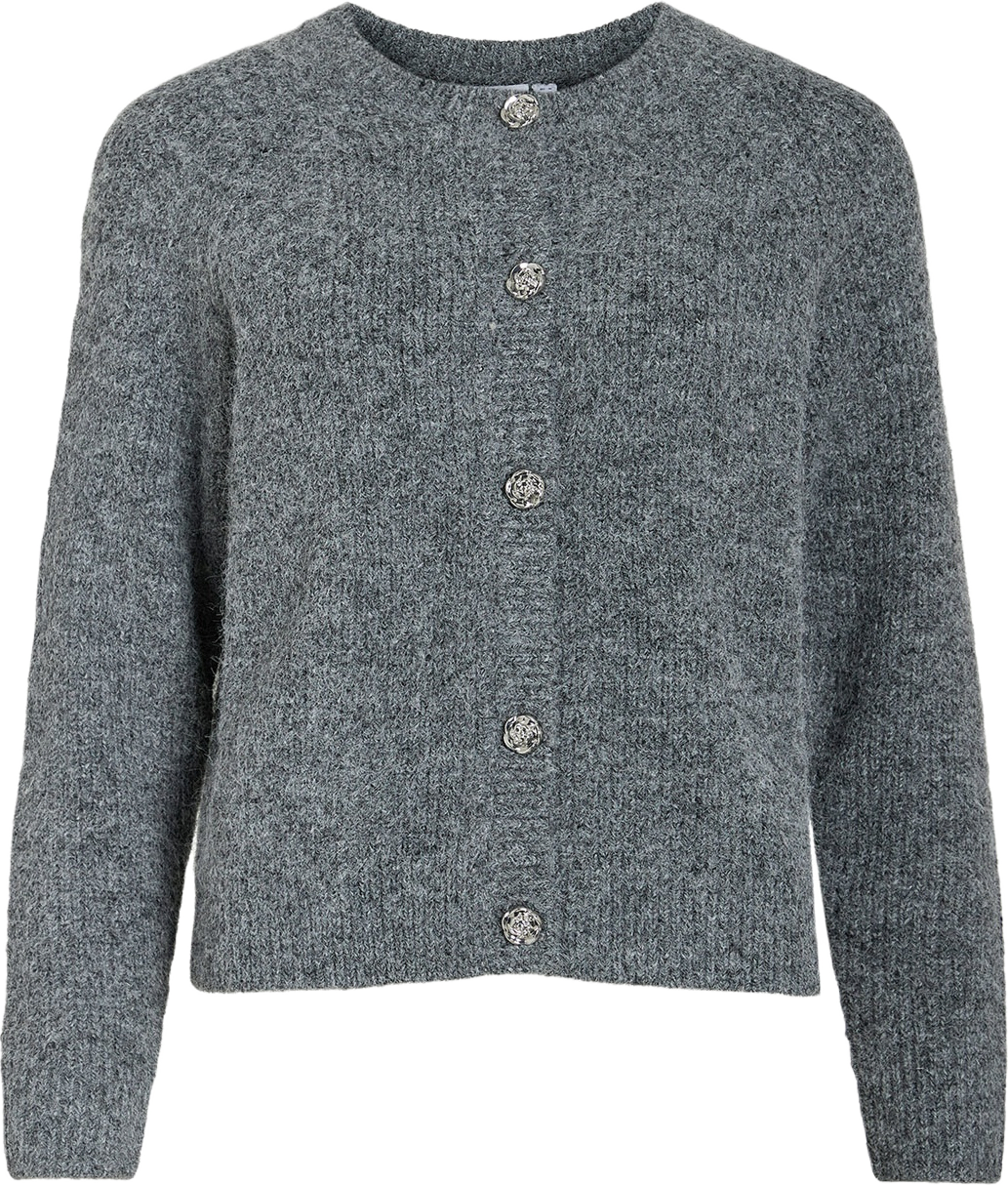 VICHEENA Stickad kofta, från Vila, i färgen Medium Grey Melange.