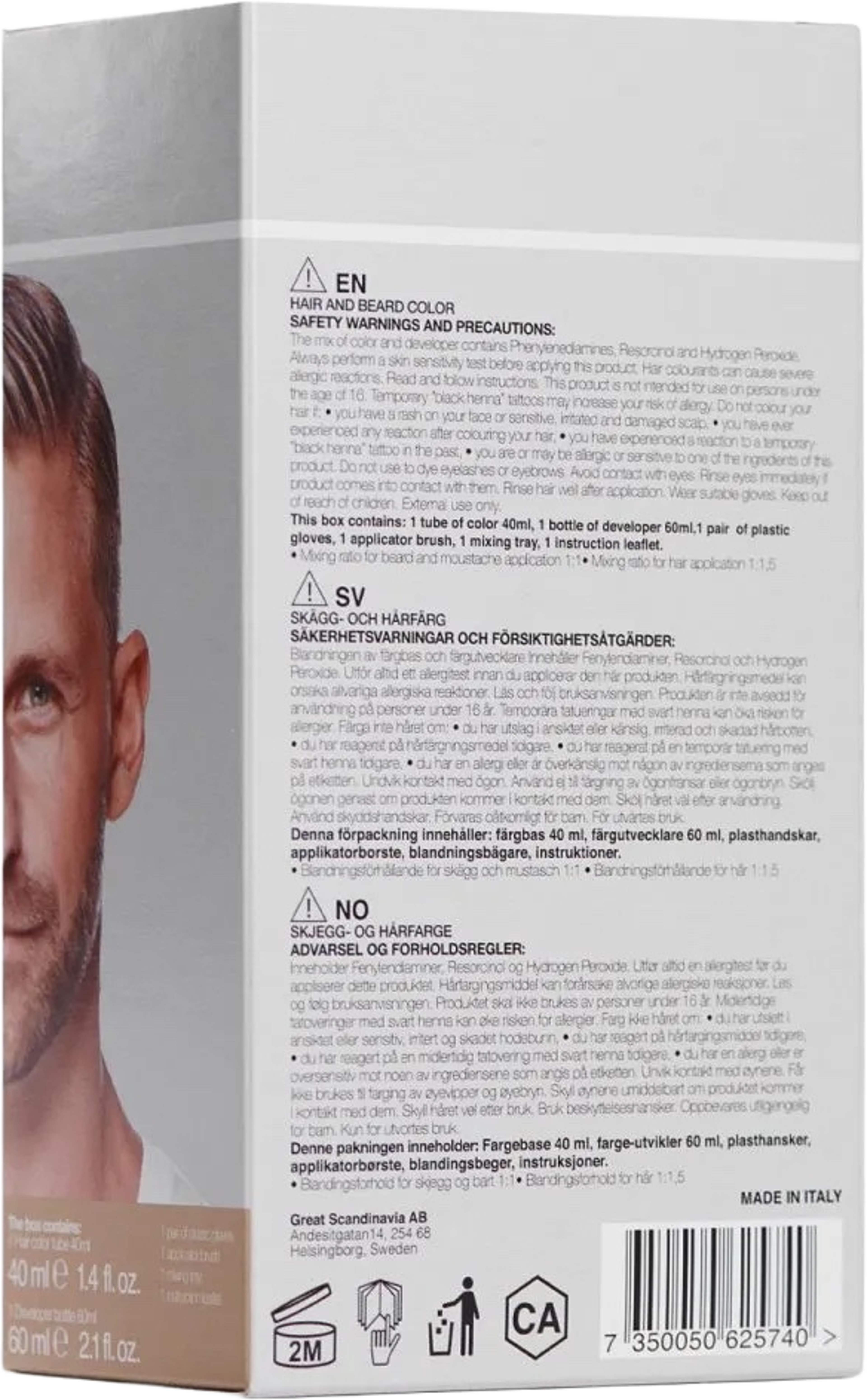 Skäggfärg och hårfärg, från Active Men, i färgen Light Brown. Klicka för att öppna bilden i stort format