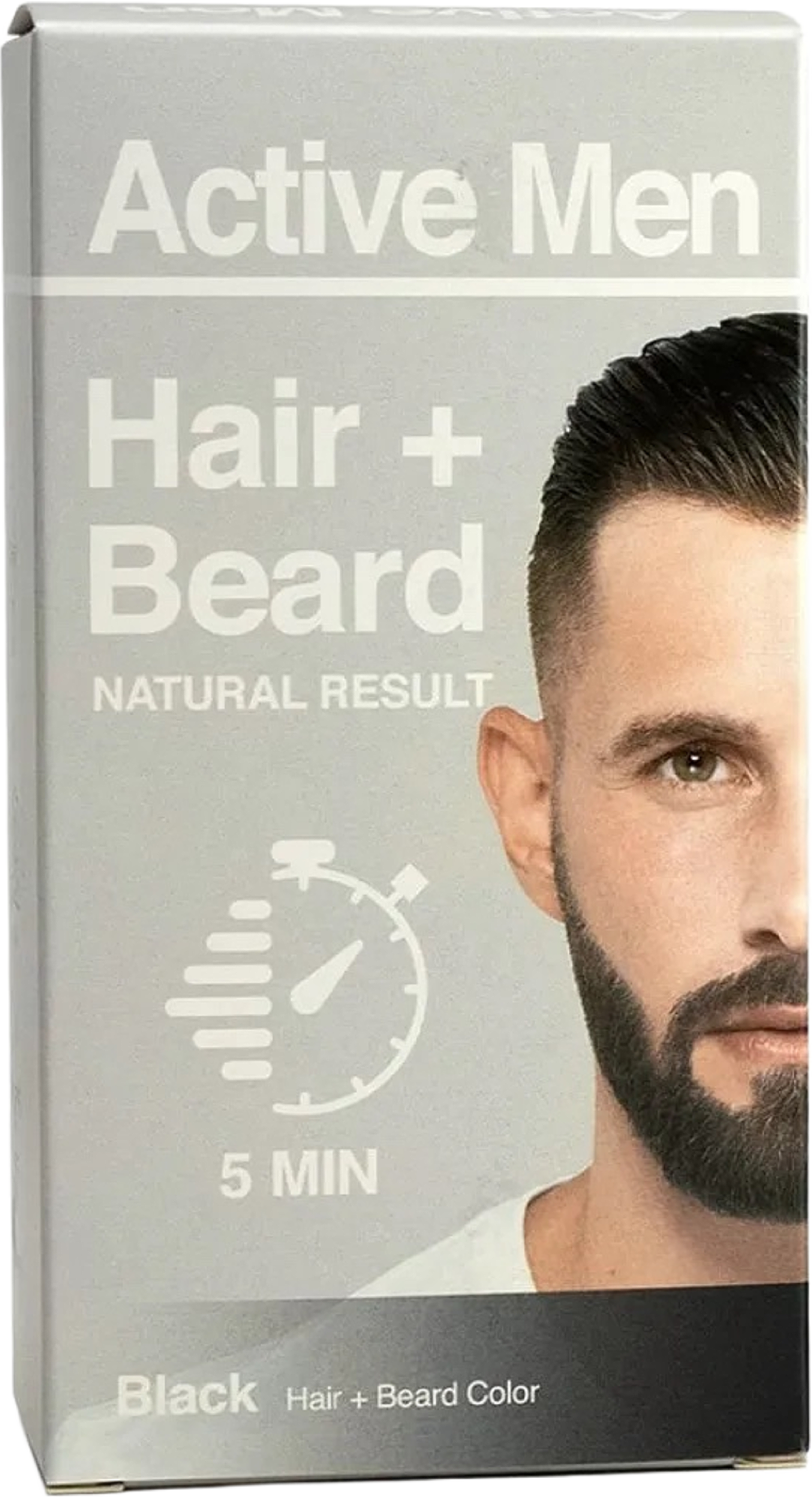 Skäggfärg och hårfärg, från Active Men, i färgen Black. Klicka för att öppna bilden i stort format