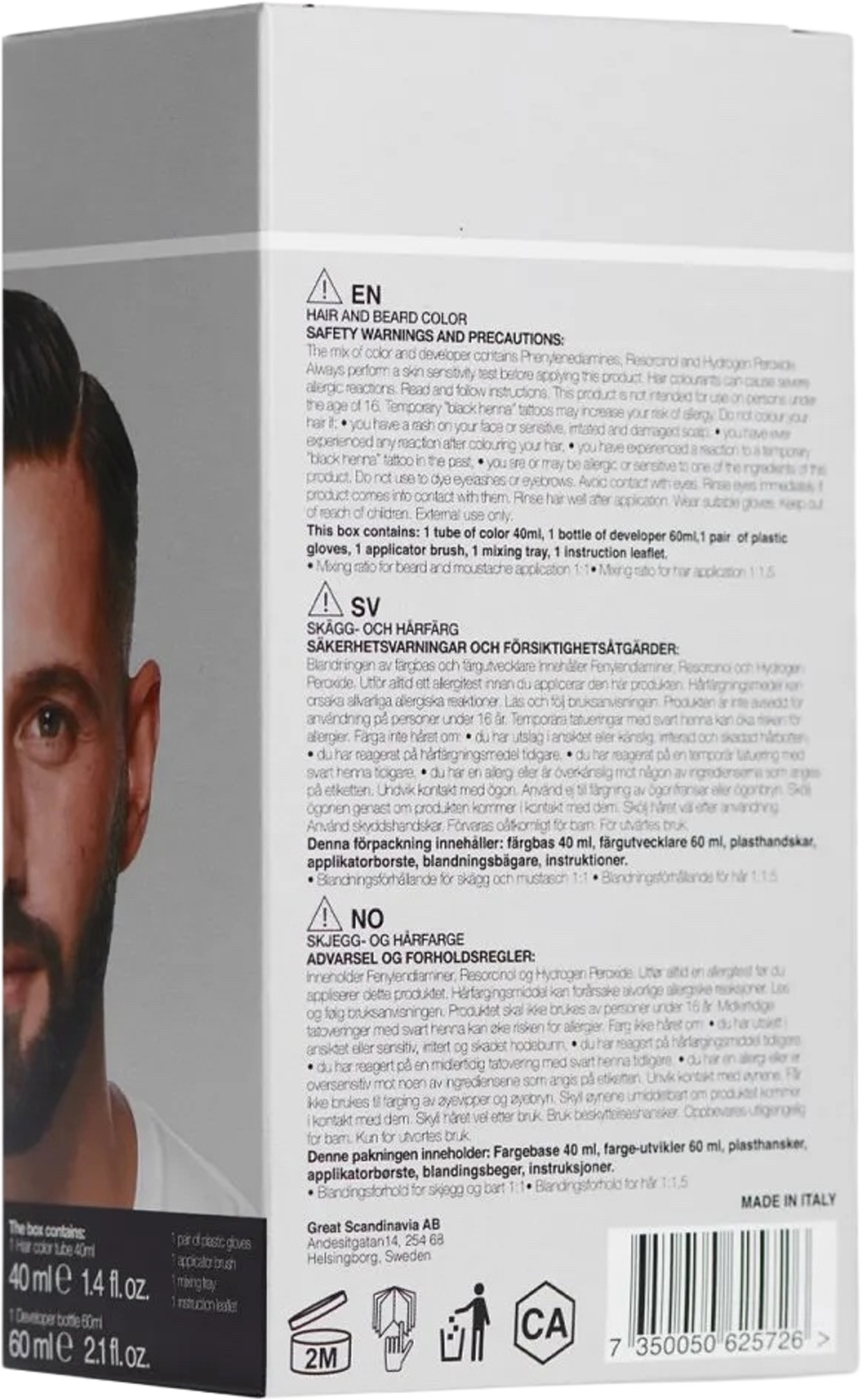 Skäggfärg och hårfärg, från Active Men, i färgen Black. Klicka för att öppna bilden i stort format