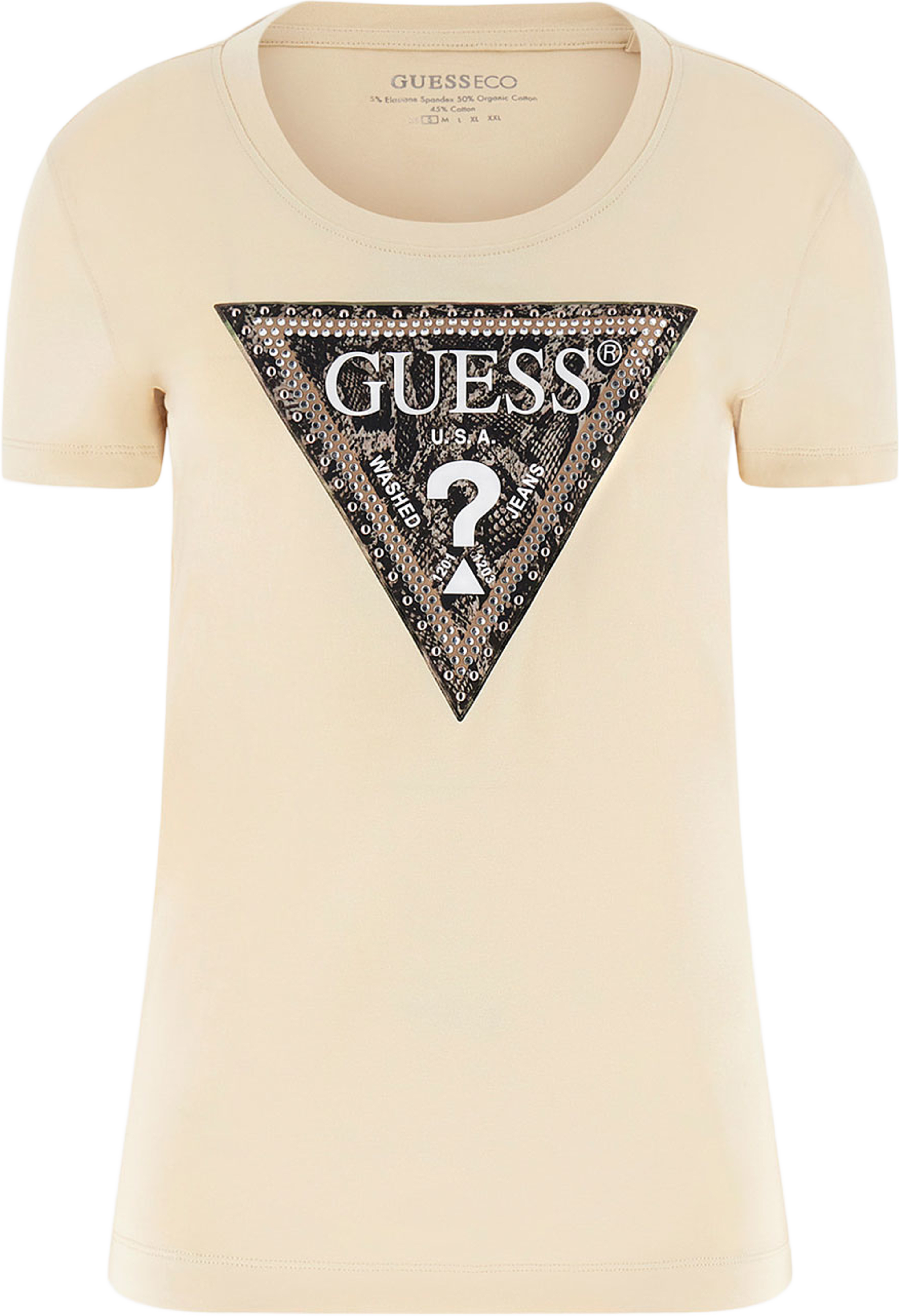 Ss Cn Triangle Python Tee, från Guess, i färgen River Gravel. Klicka för att öppna bilden i stort format