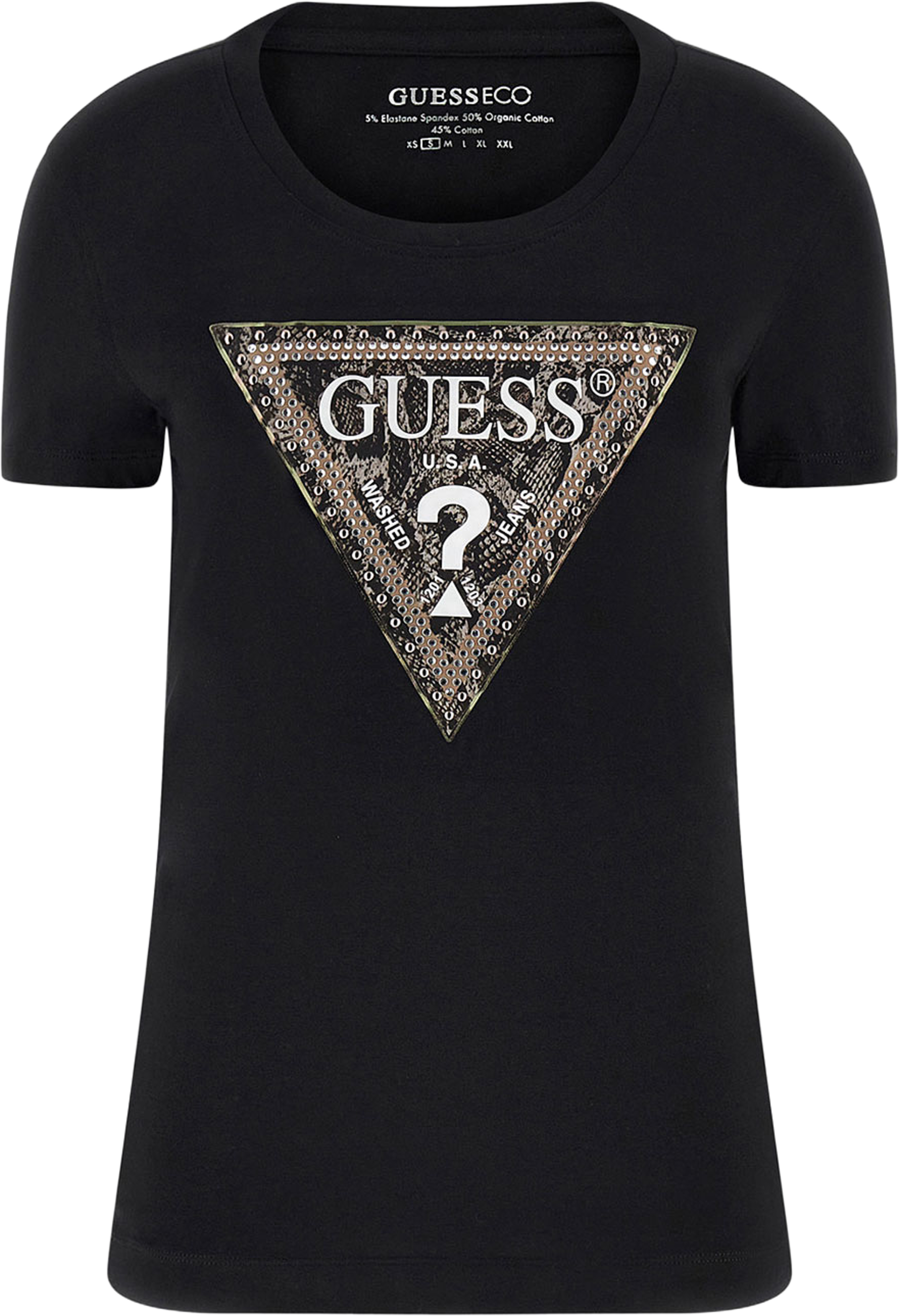 Ss Cn Triangle Python Tee, från Guess, i färgen Jet Black A996. Klicka för att öppna bilden i stort format