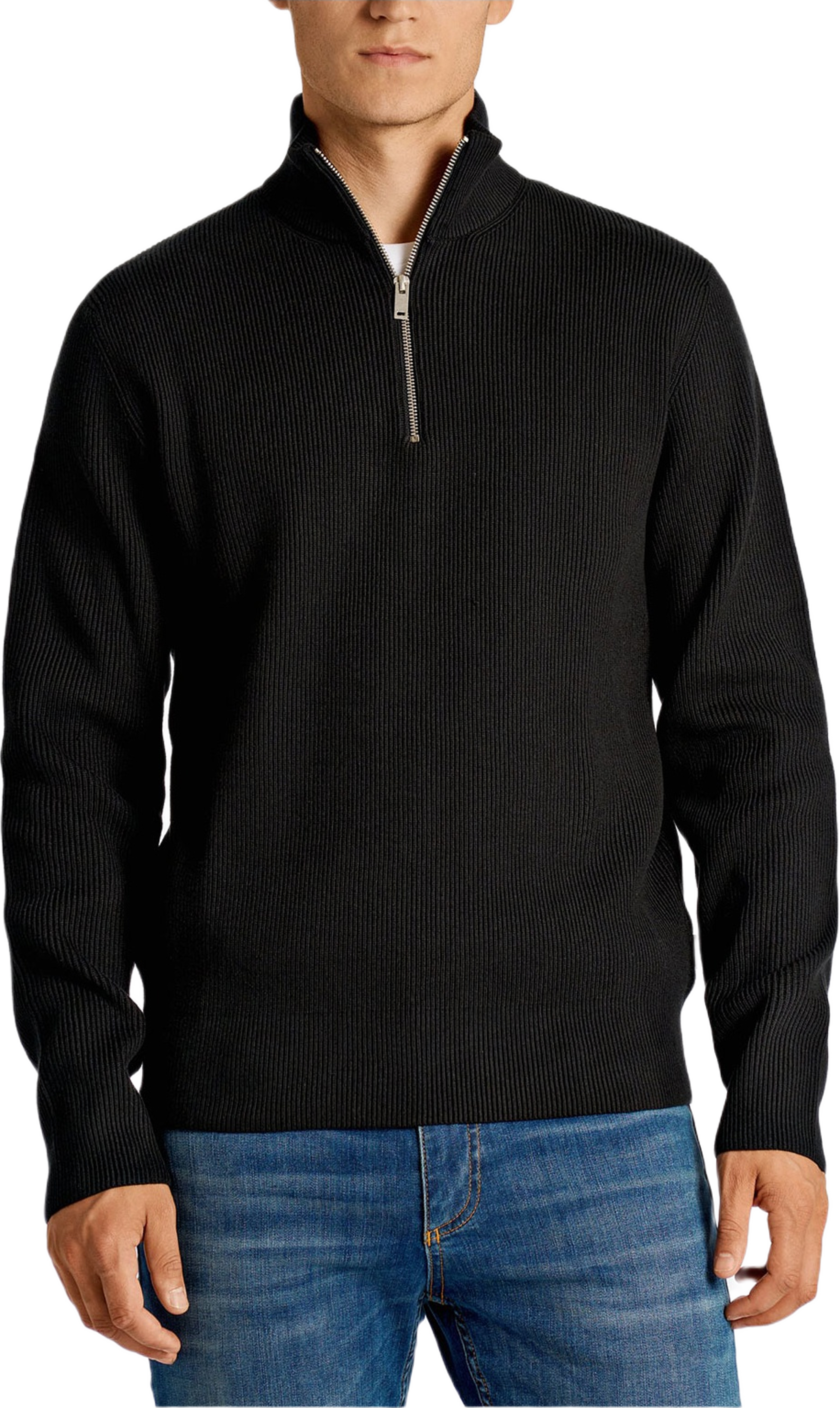 Half Zip Rib Knit