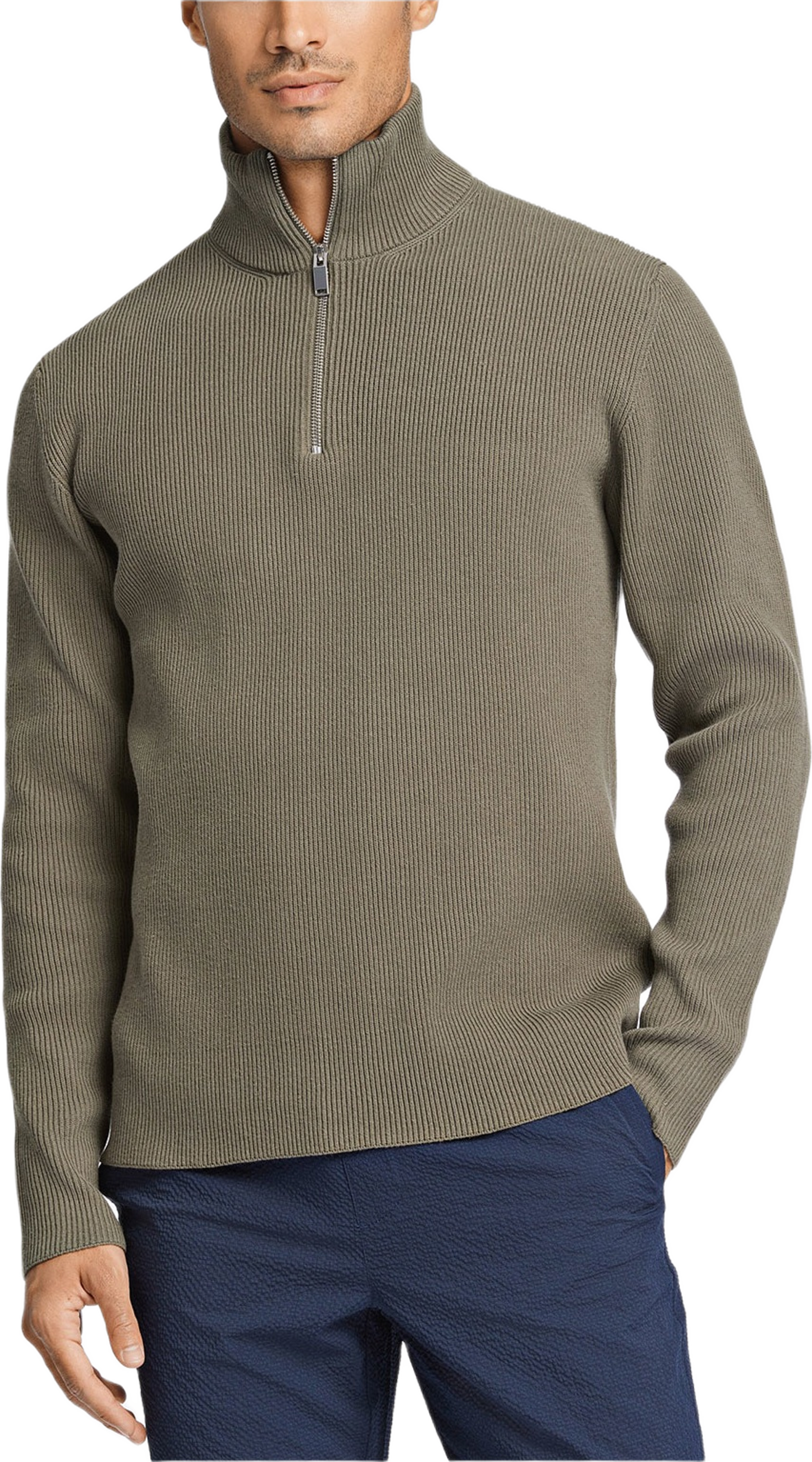 Half Zip Rib Knit