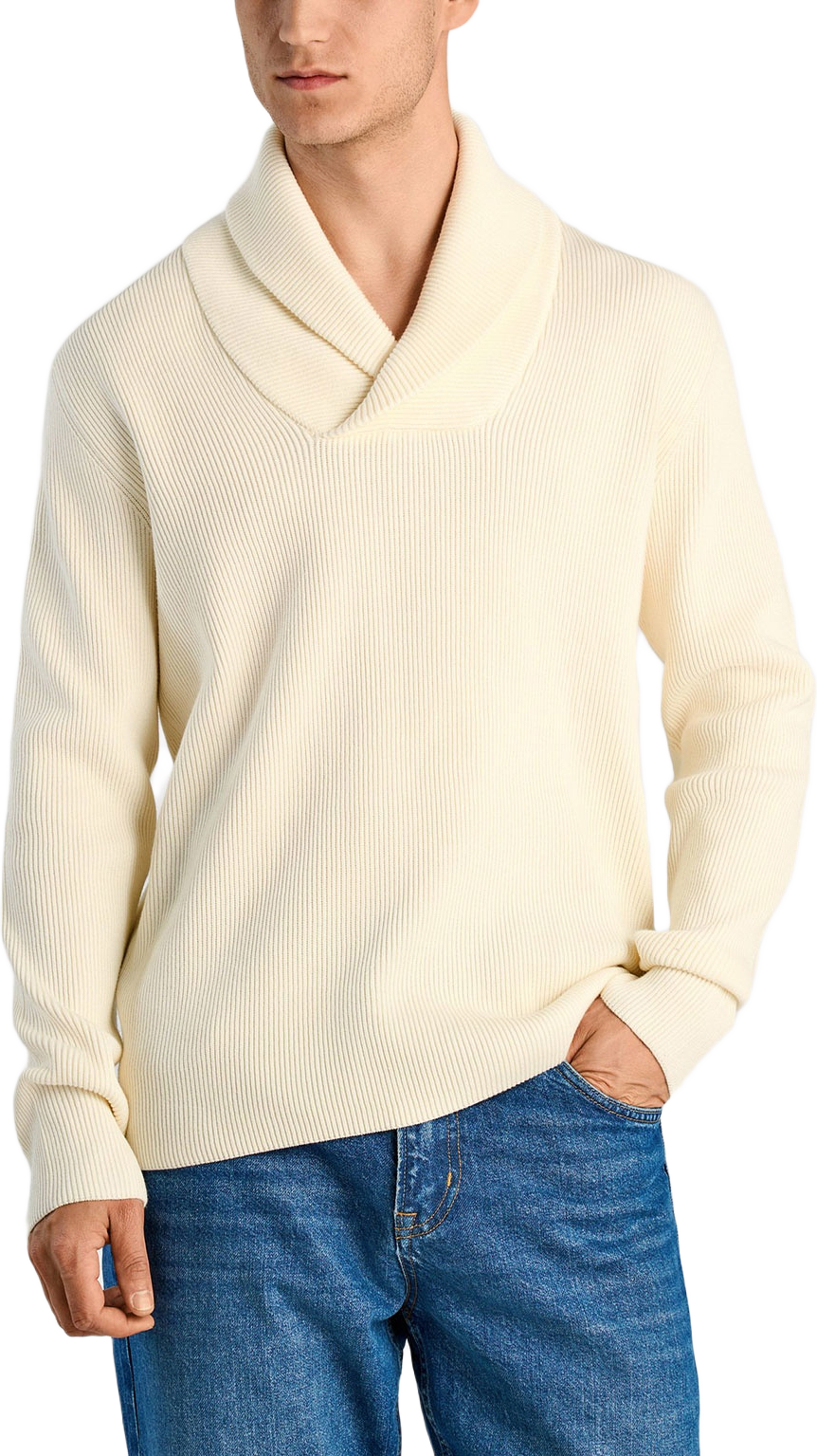 Shawl Collar Rib Knit