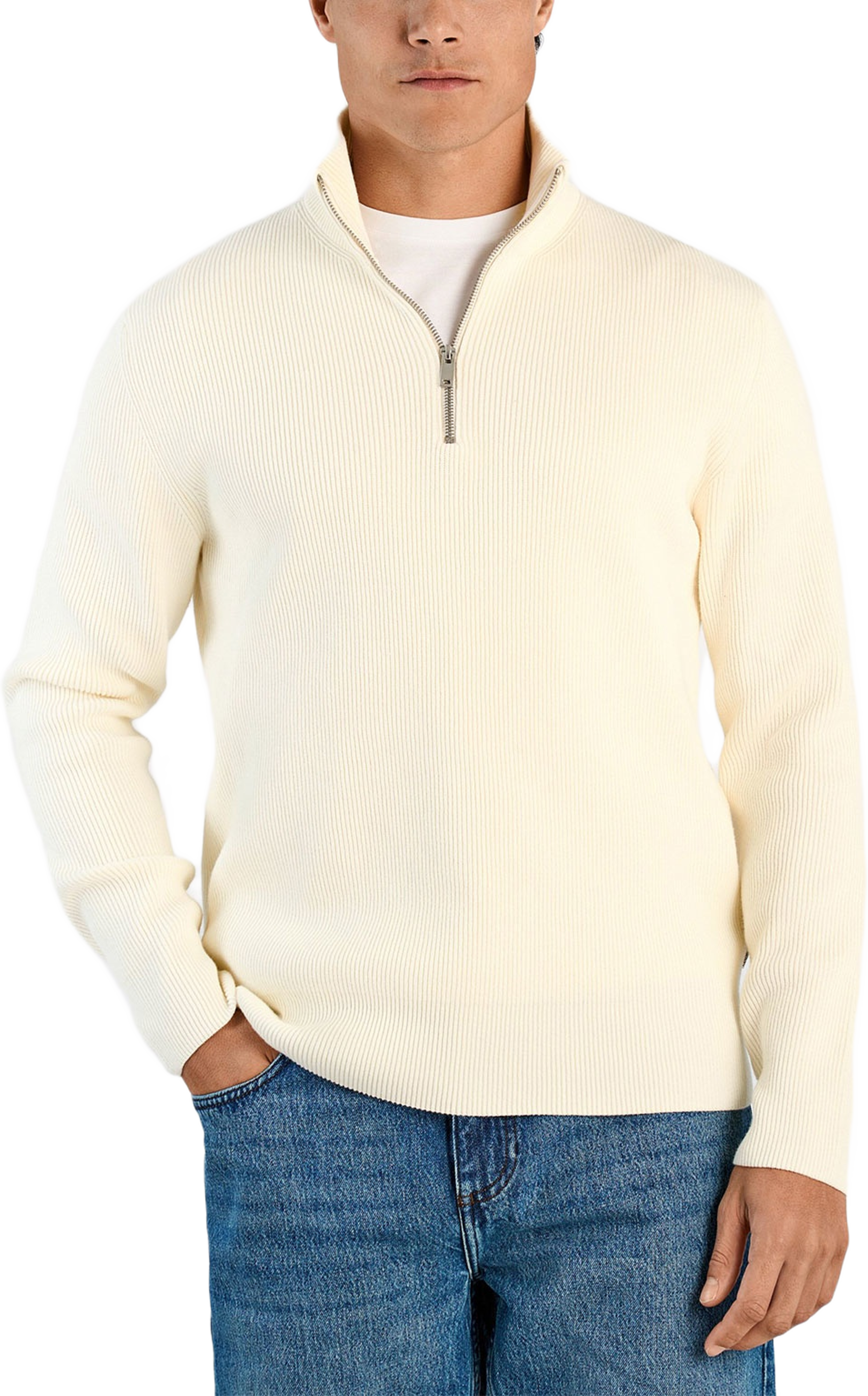 Half Zip Rib Knit