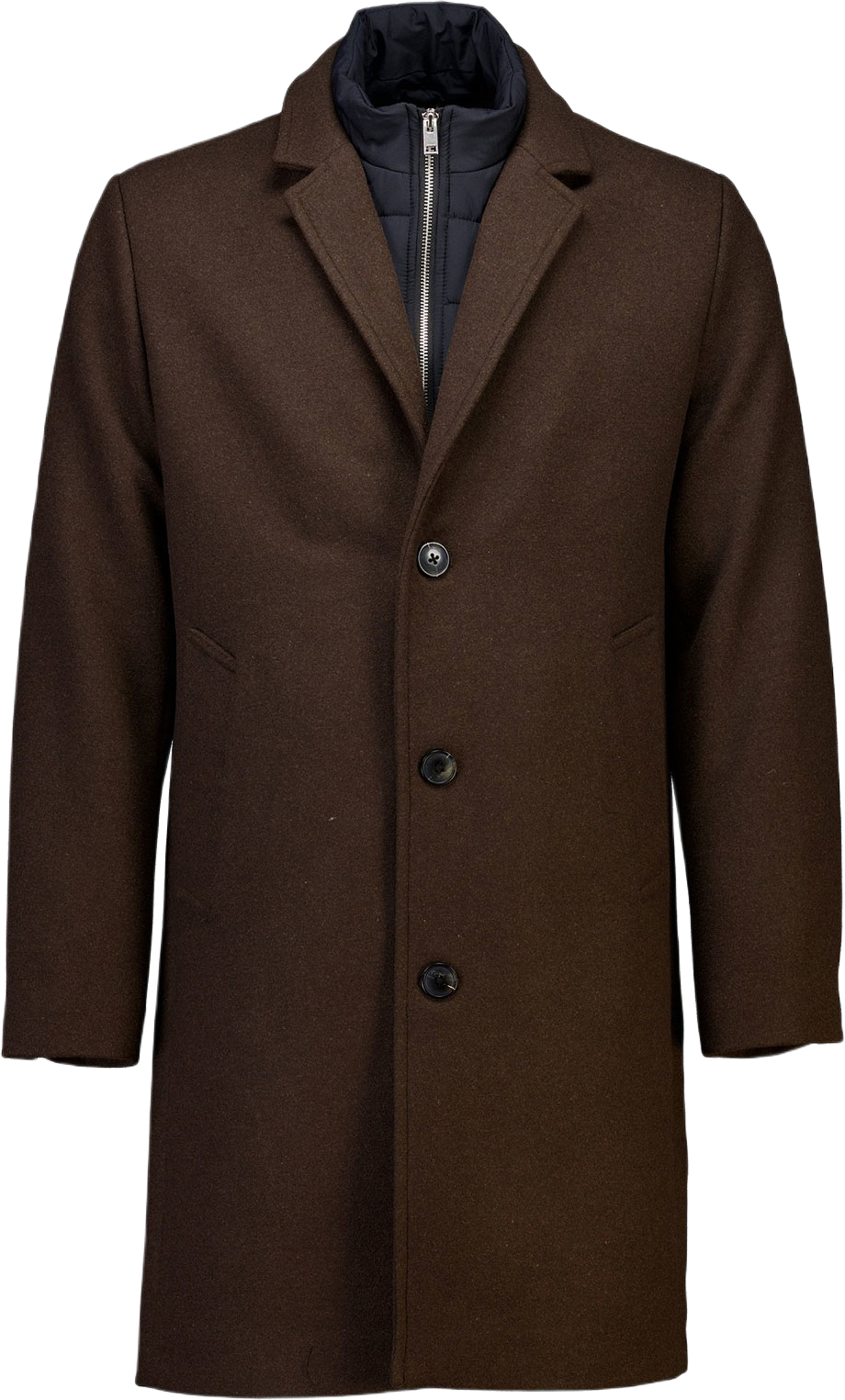 Detachable Collar Lapel Coat, från Lindbergh, i färgen Dk Brown Mel. Klicka för att öppna bilden i stort format
