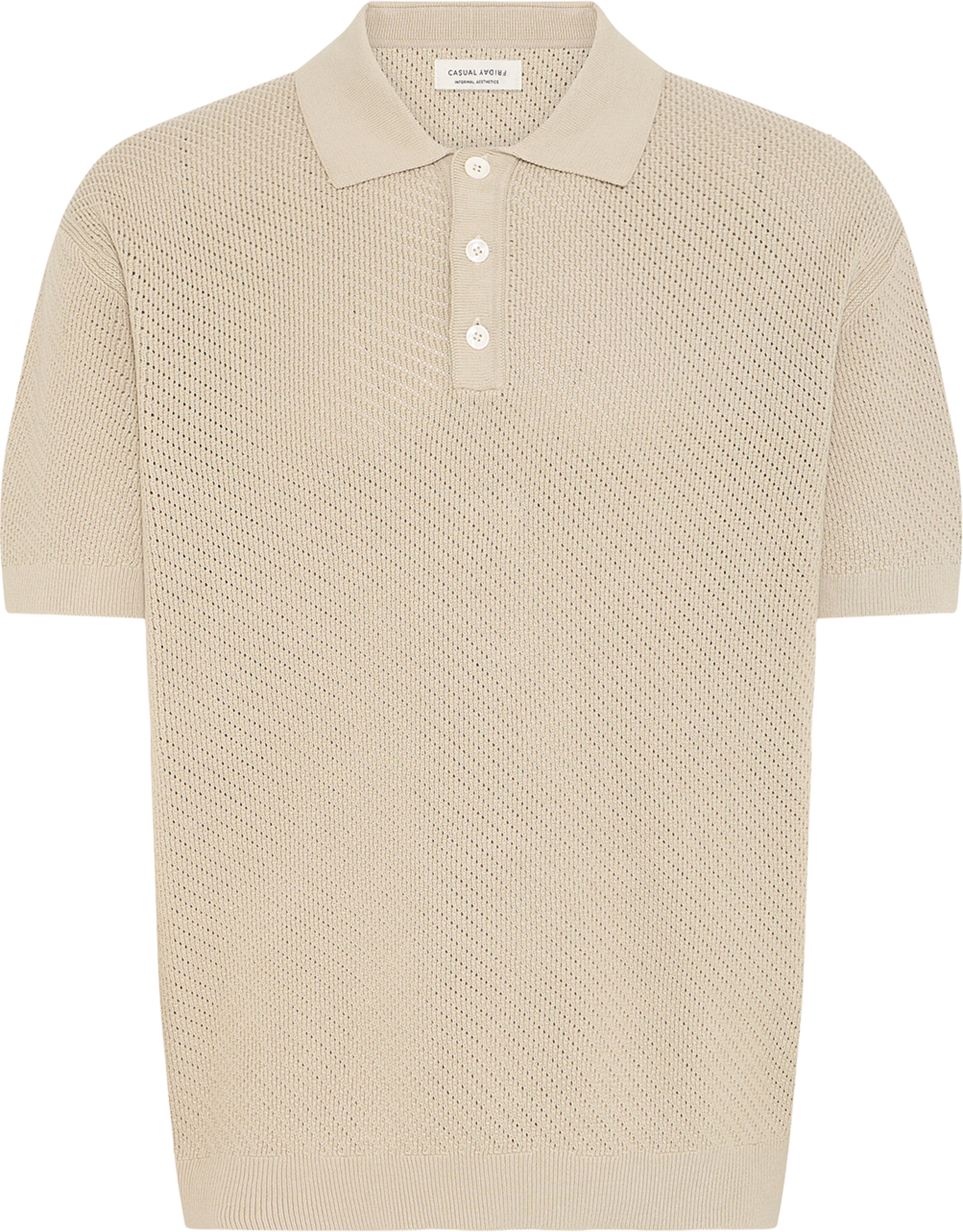 Isaksson Ss Polo Knit, från Casual Friday, i färgen Island Fossil. Klicka för att öppna bilden i stort format