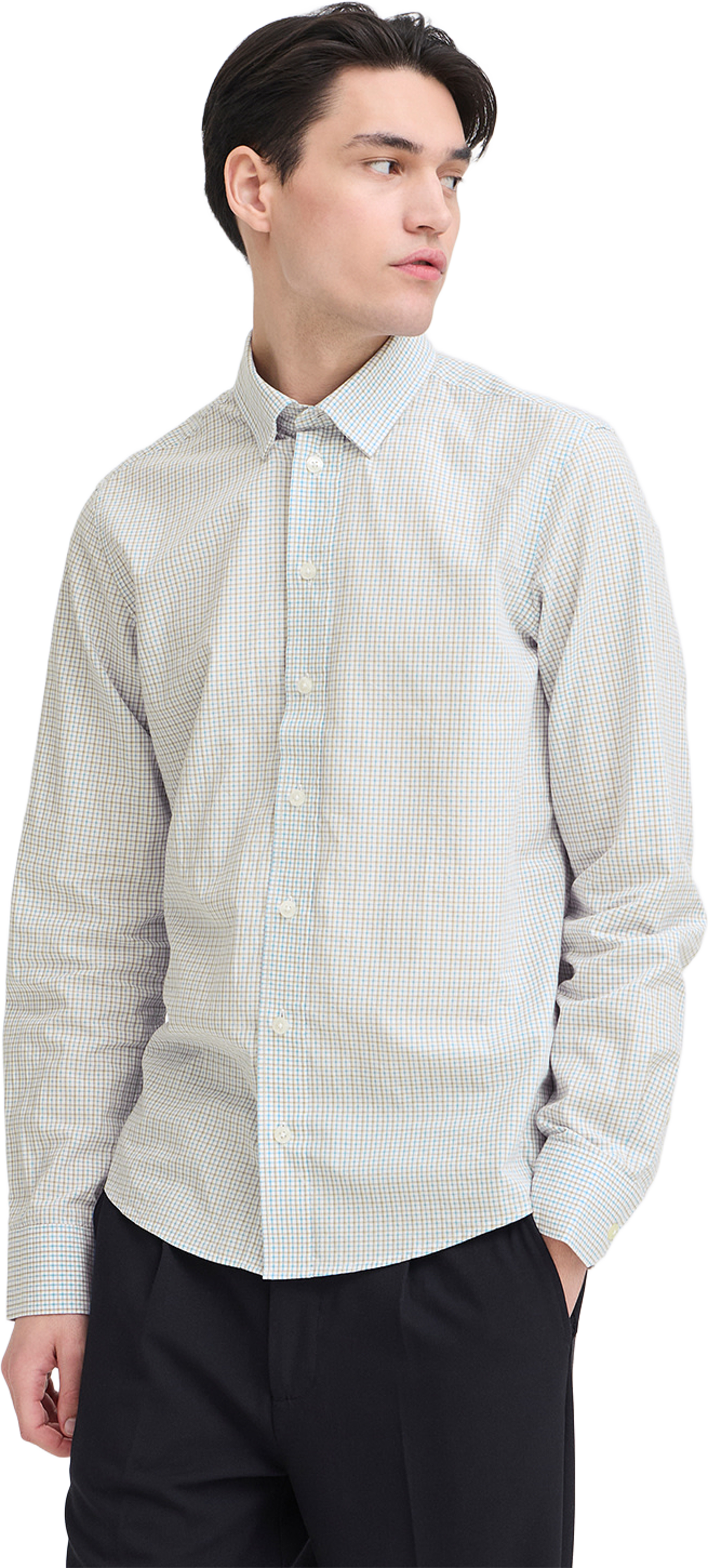 Jonsson Small Checked Shirt, från Casual Friday, i färgen Vista Blue. Klicka för att öppna bilden i stort format