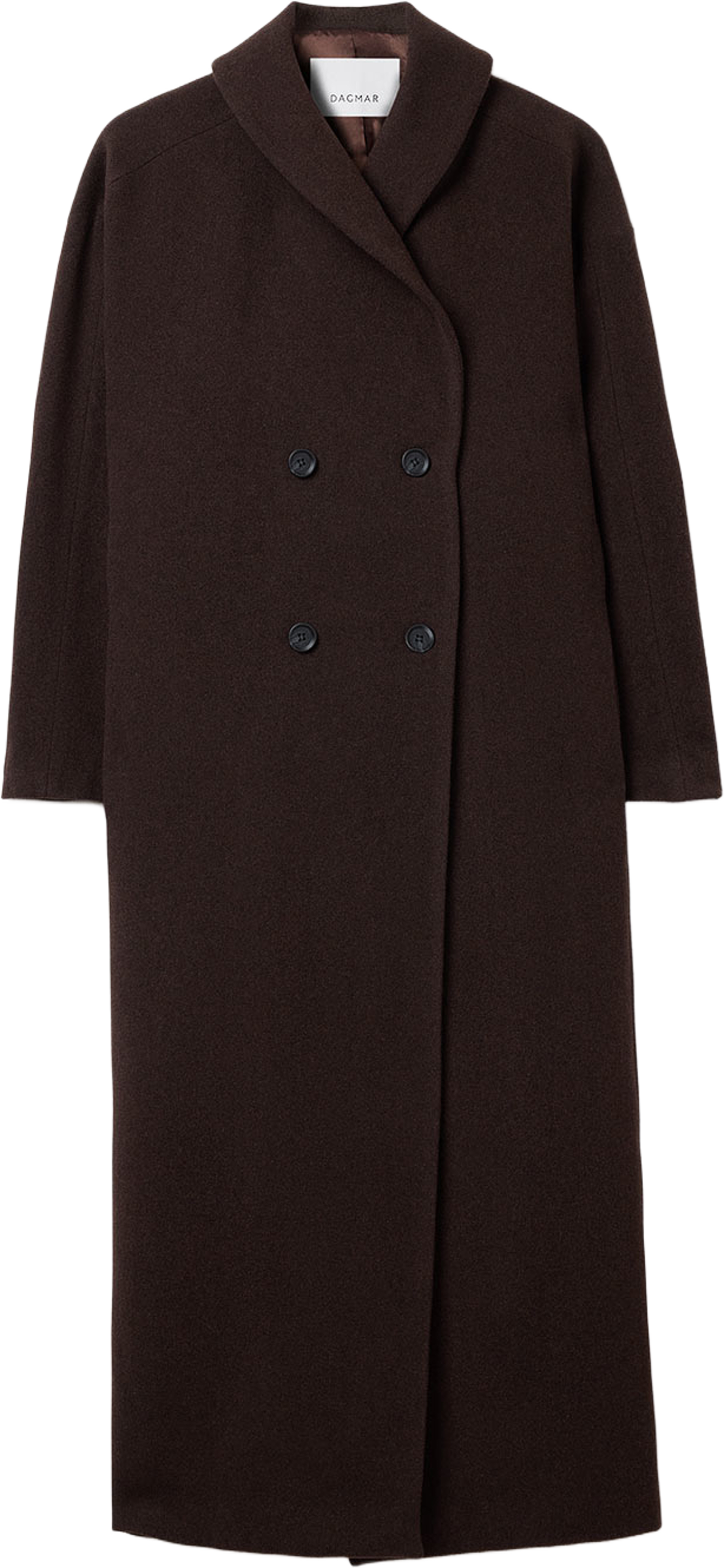 Relaxed Wool Coat, från Dagmar, i färgen Chocolate Brown.