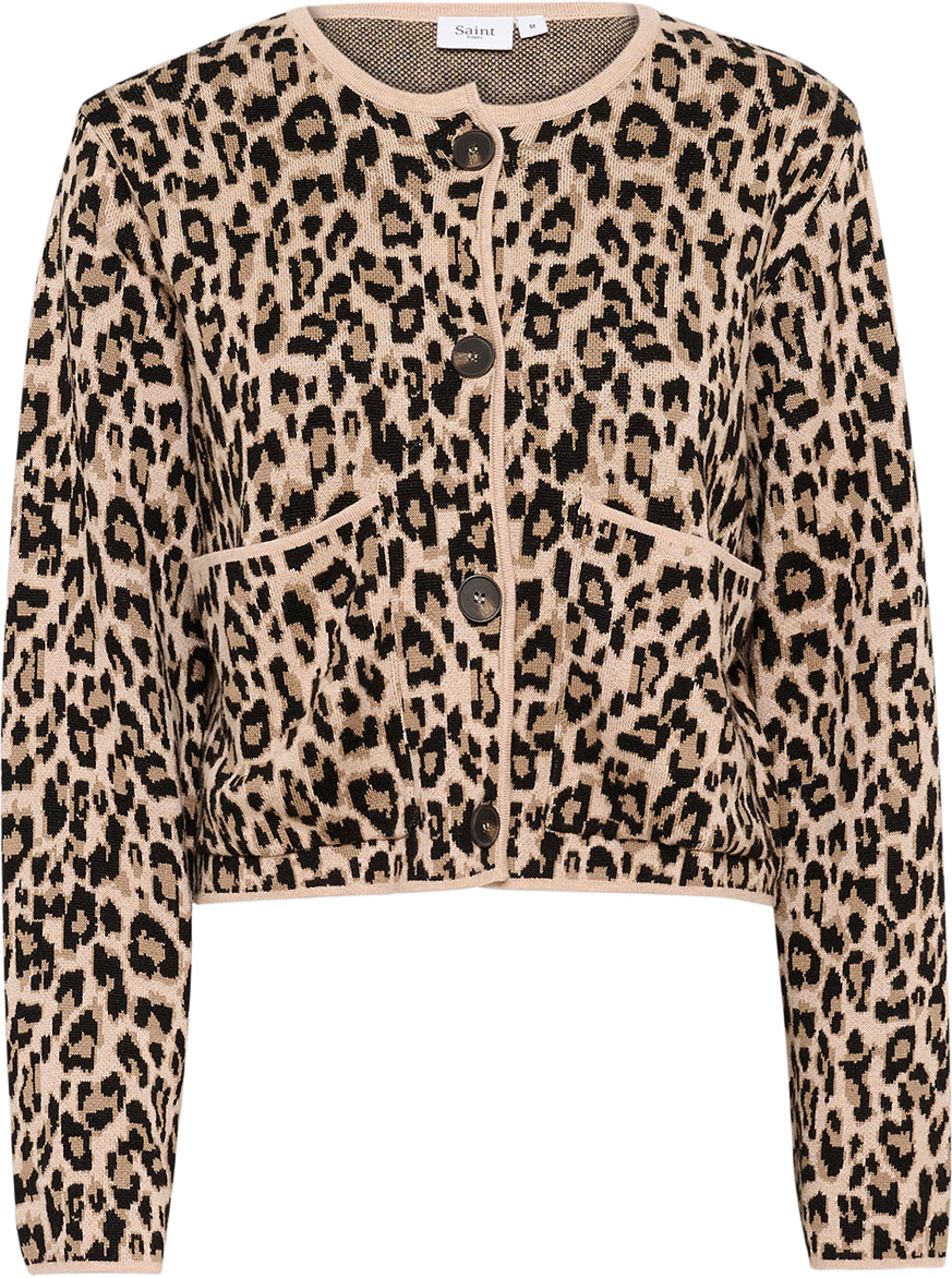 LydiaSZ Cardigan, från Saint Tropez, i färgen Black Leopard Jacquard.
