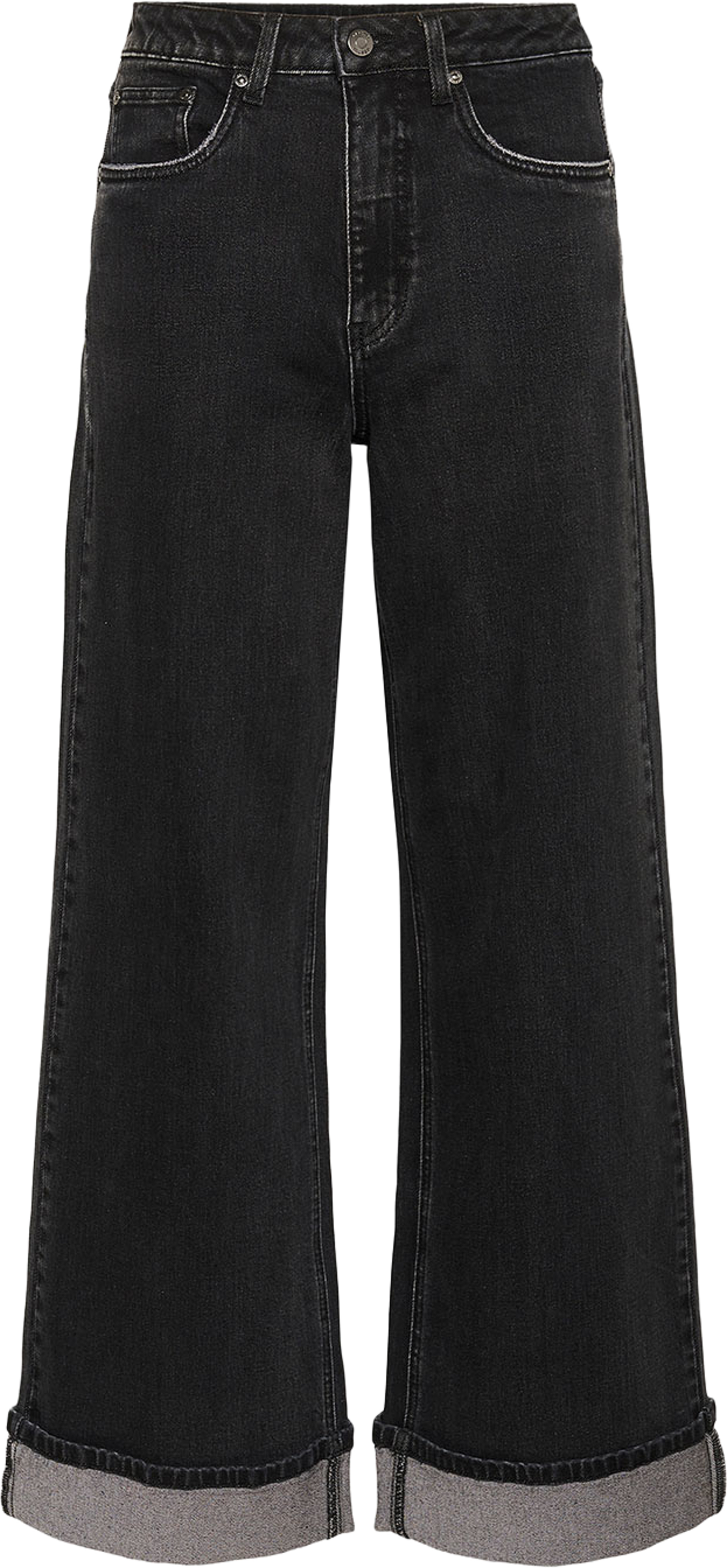 GZsara HW wide jeans NOOS, från Gestuz, i färgen Washed Dark Black. Klicka för att öppna bilden i stort format