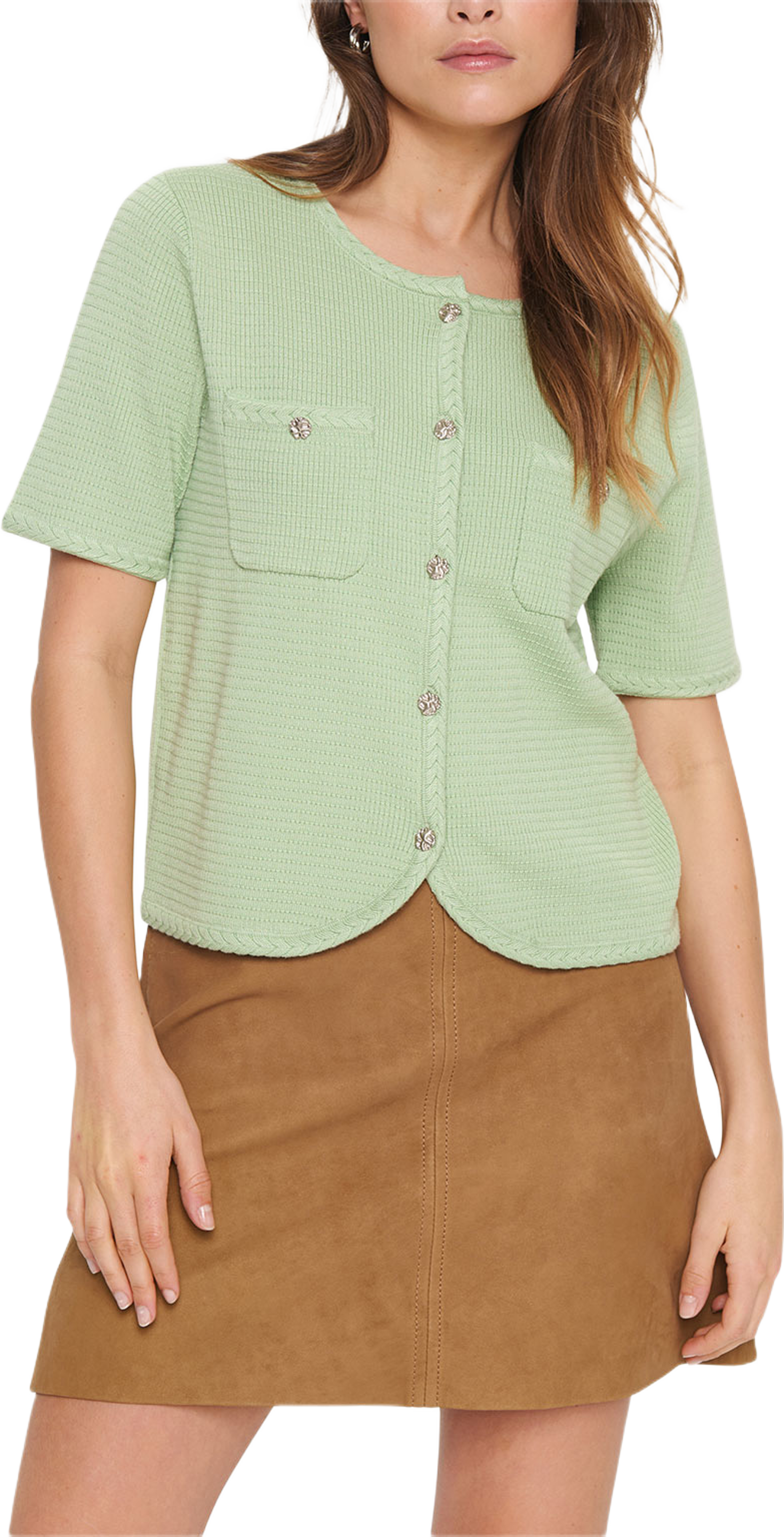 LeciaSZ Cardigan, från Saint Tropez, i färgen Smoke Green.