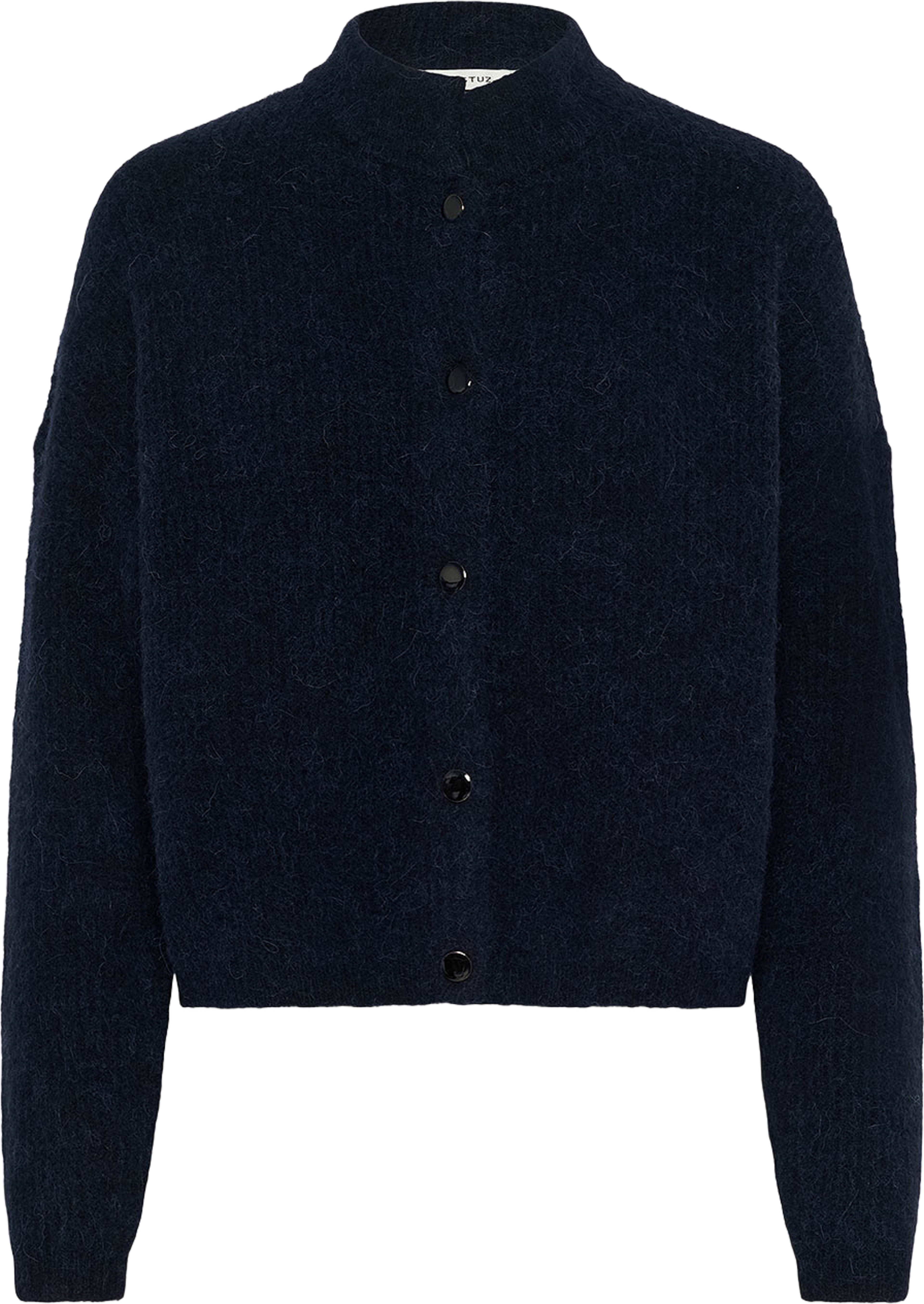 AlphaGZ Short Cardigan, från Gestuz, i färgen Skycaptain Mélange. Klicka för att öppna bilden i stort format