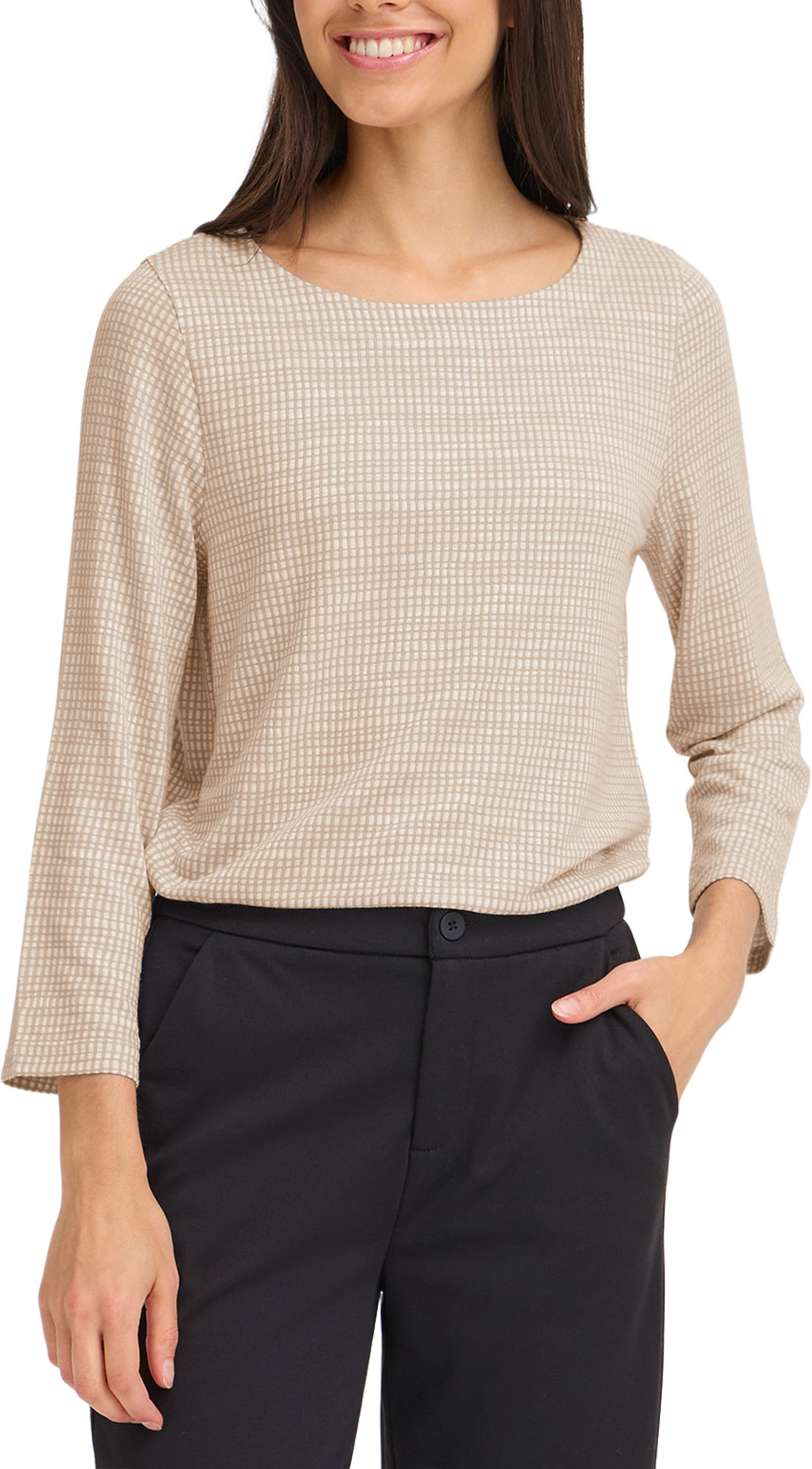 FRNIALA TEE 2, från Fransa, i färgen Oxford Tann Ncheck. Klicka för att öppna bilden i stort format