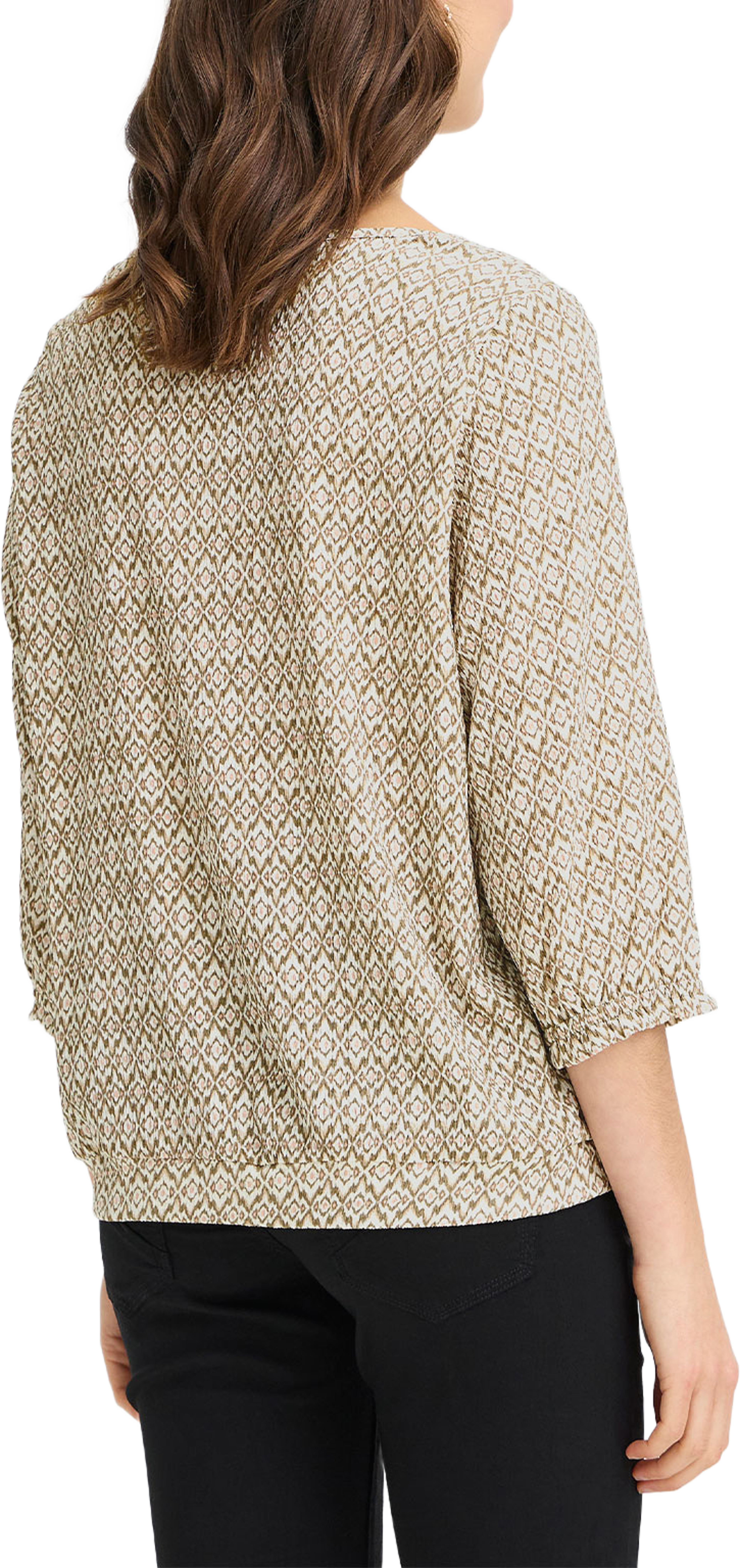 FRSLOANE TEE 1, från Fransa, i färgen Ethnic Lines Smokey Olive. Klicka för att öppna bilden i stort format