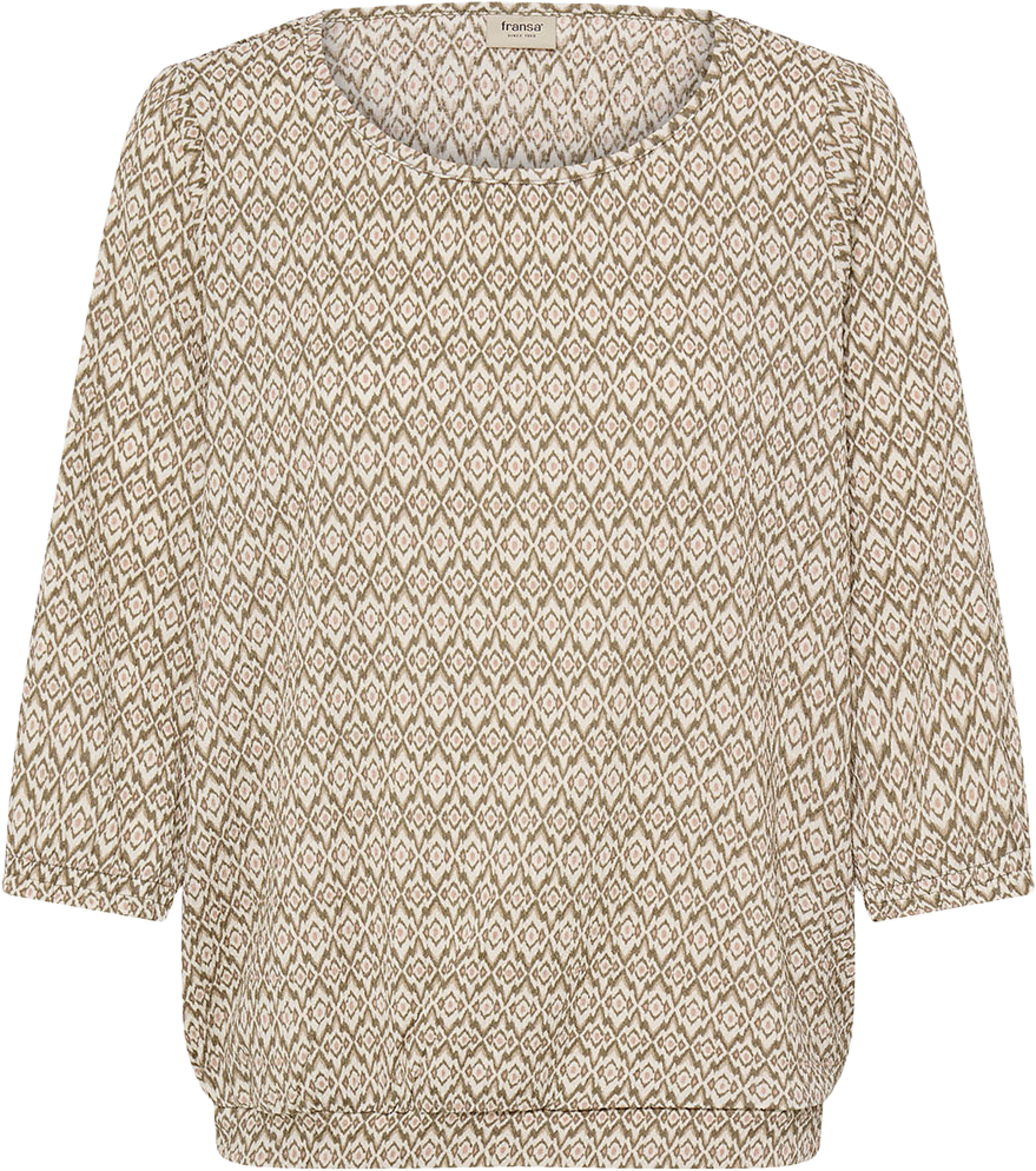 FRSLOANE TEE 1, från Fransa, i färgen Ethnic Lines Smokey Olive. Klicka för att öppna bilden i stort format