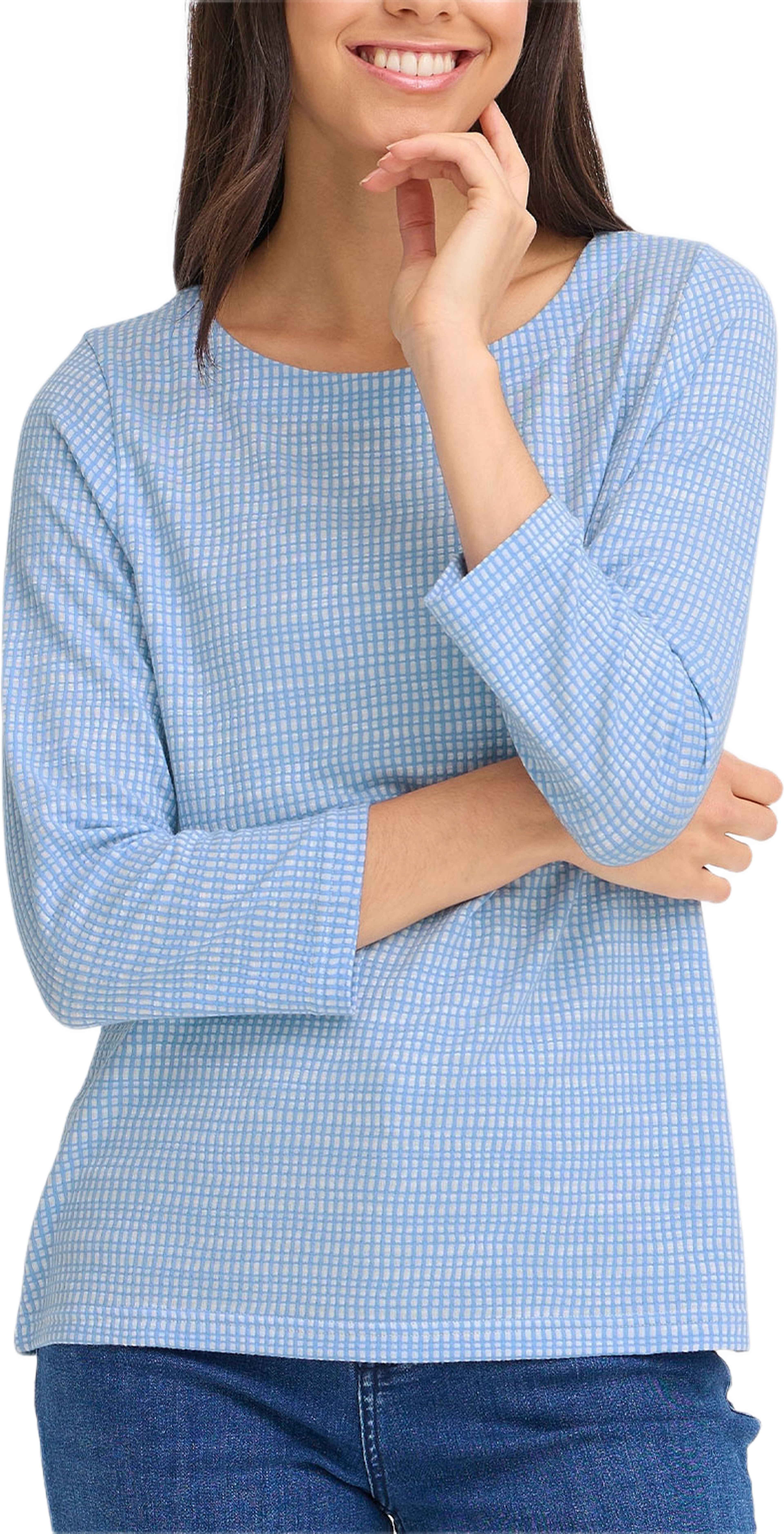 FRNIALA TEE 2, från Fransa, i färgen Della R-blue Check. Klicka för att öppna bilden i stort format