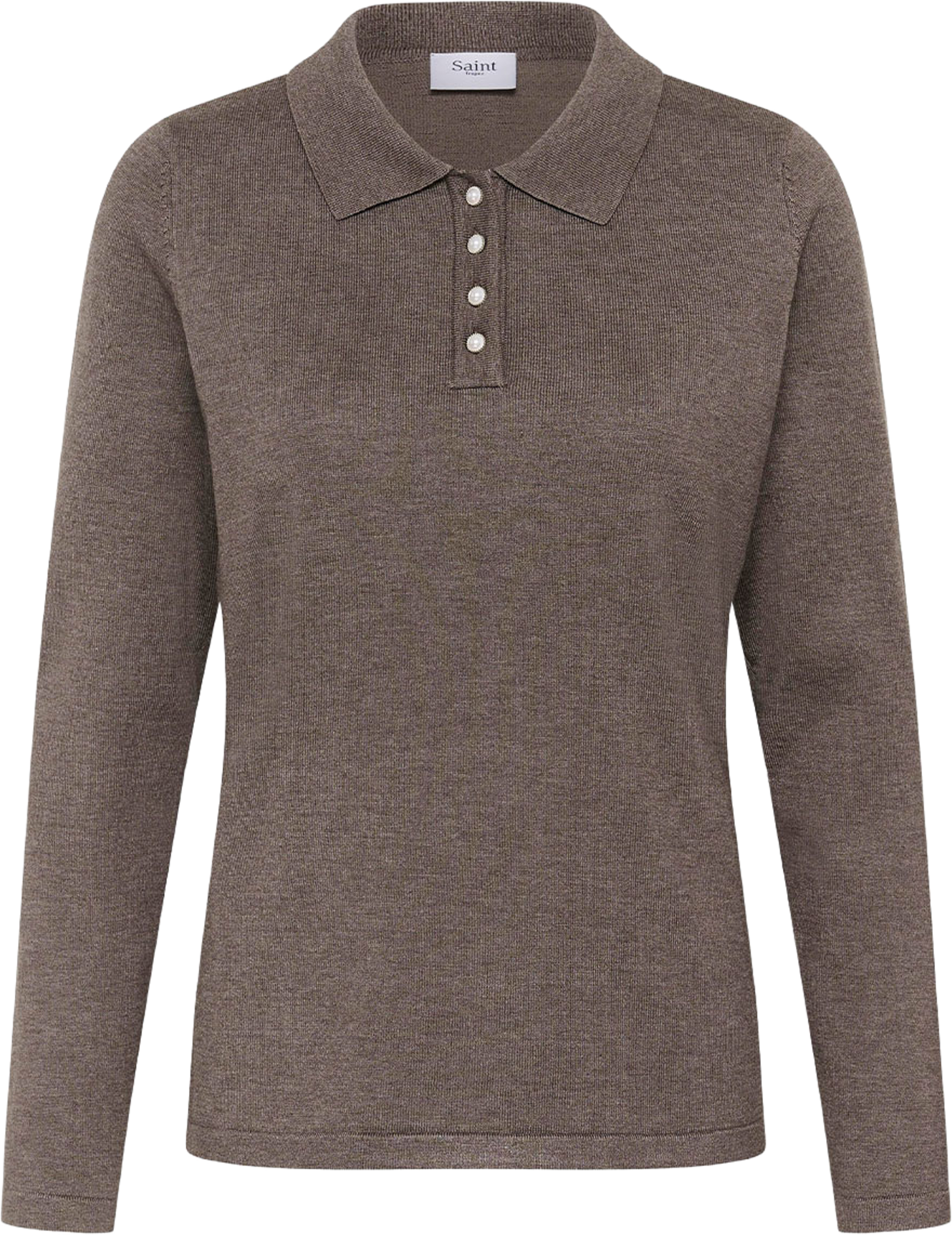 JilaSZ Deco Polo Pullover, från Saint Tropez, i färgen Mink Melange. Klicka för att öppna bilden i stort format