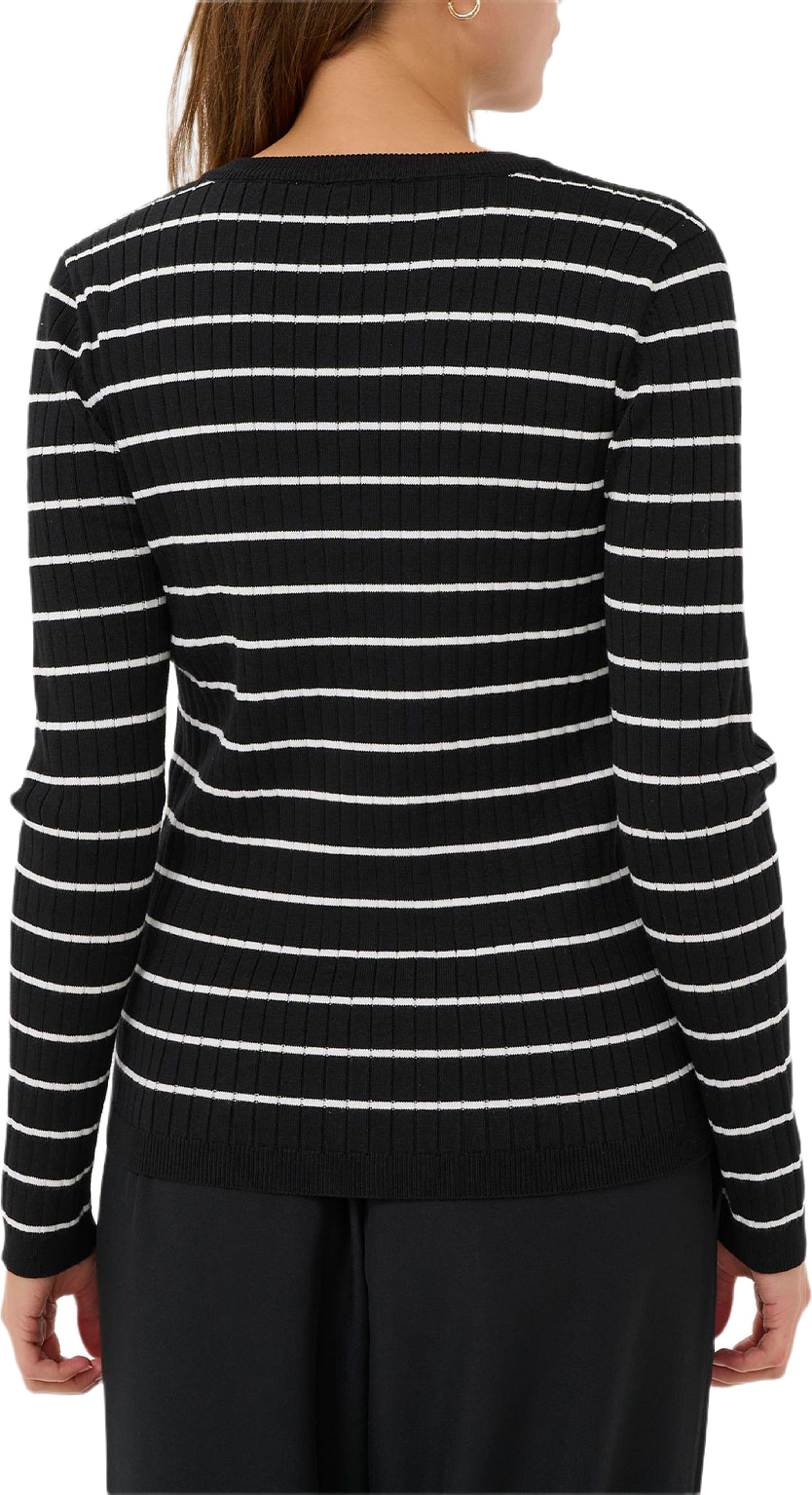MilaSZ Rib St. Pullover, från Saint Tropez, i färgen Black Ice Thin Stripe. Klicka för att öppna bilden i stort format