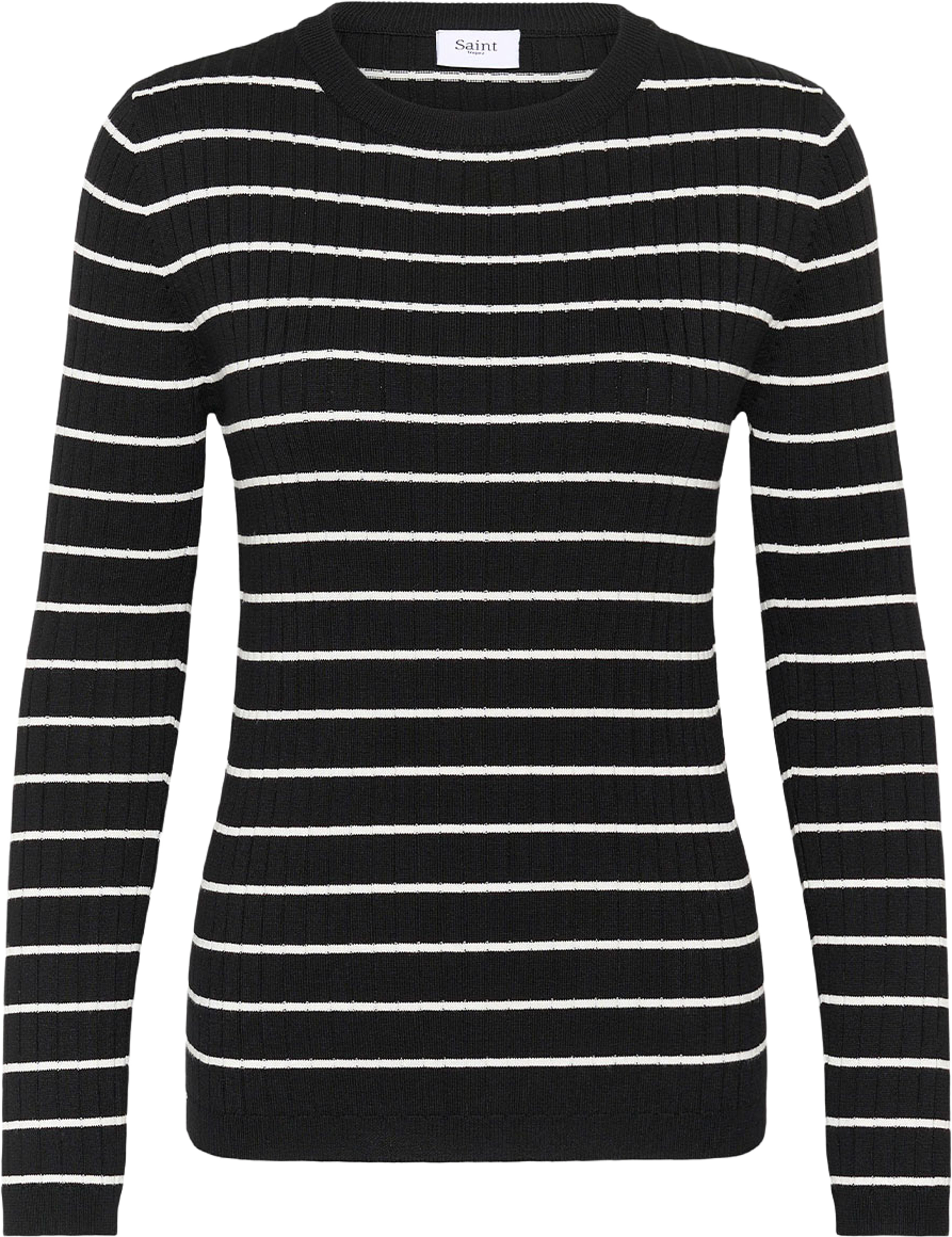 MilaSZ Rib St. Pullover, från Saint Tropez, i färgen Black Ice Thin Stripe. Klicka för att öppna bilden i stort format