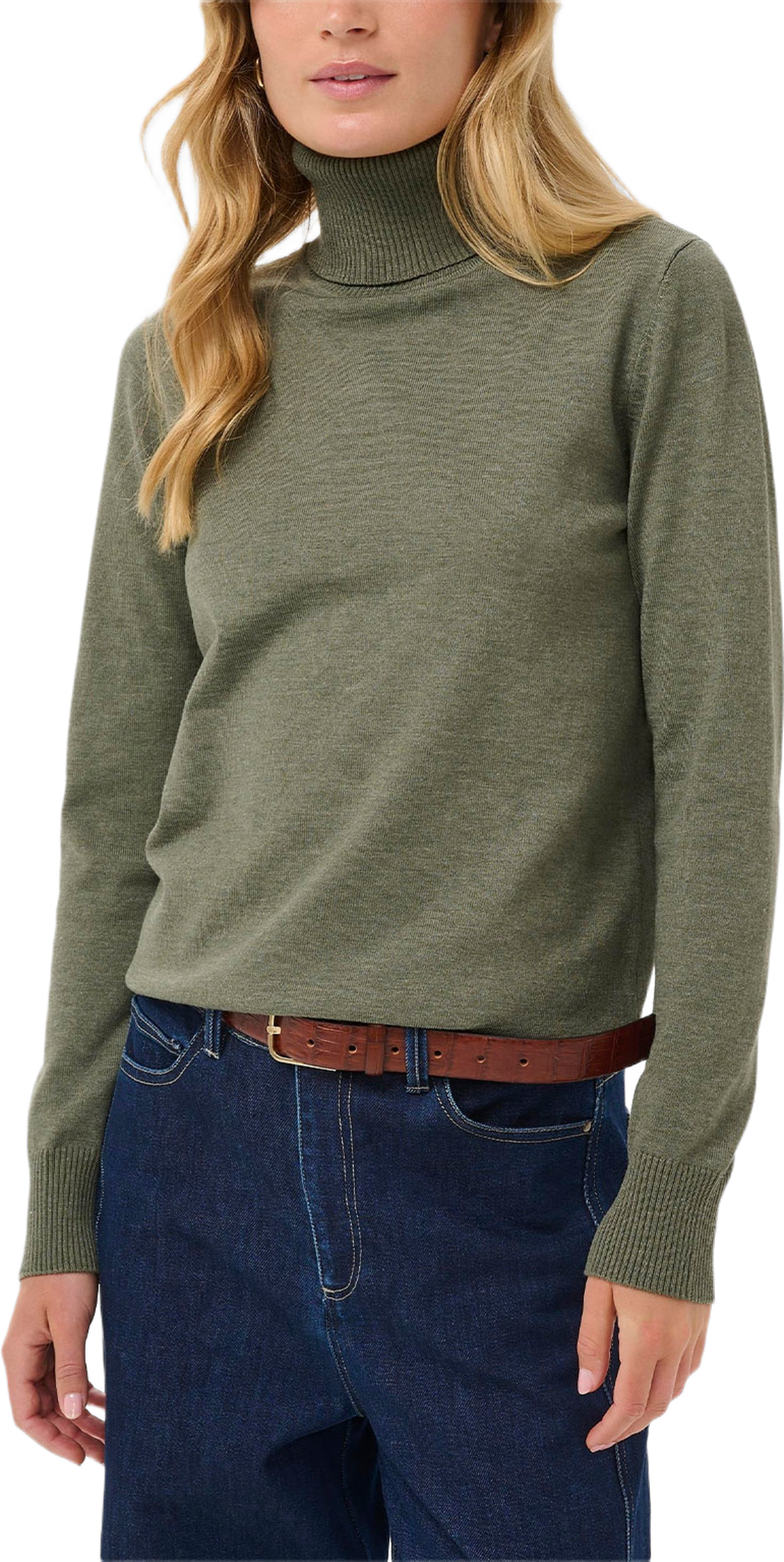 Roller Neck Sweater, från Saint Tropez, i färgen Agave Green Melange. Klicka för att öppna bilden i stort format