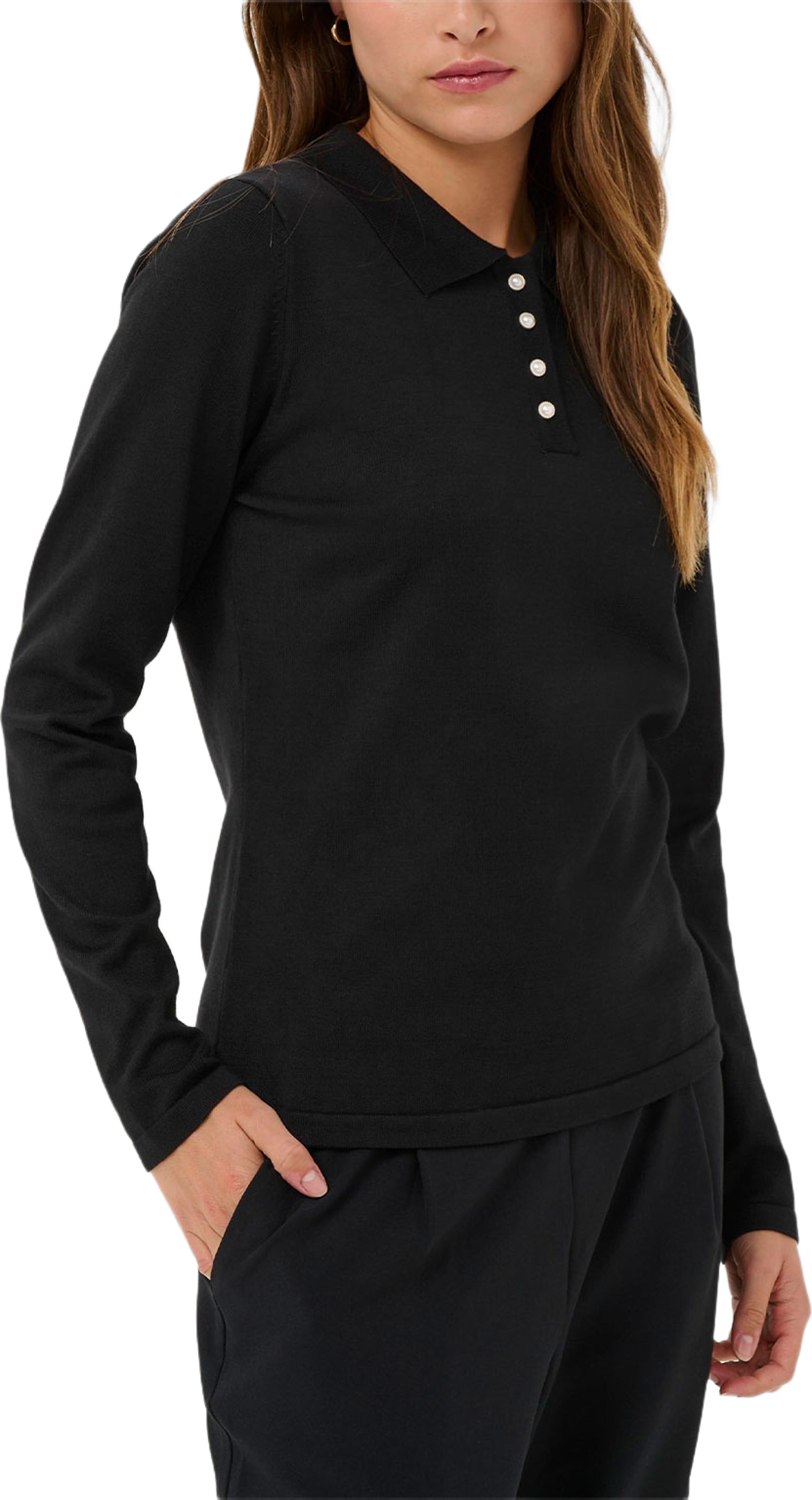 JilaSZ Deco Polo Pullover, från Saint Tropez, i färgen Black. Klicka för att öppna bilden i stort format