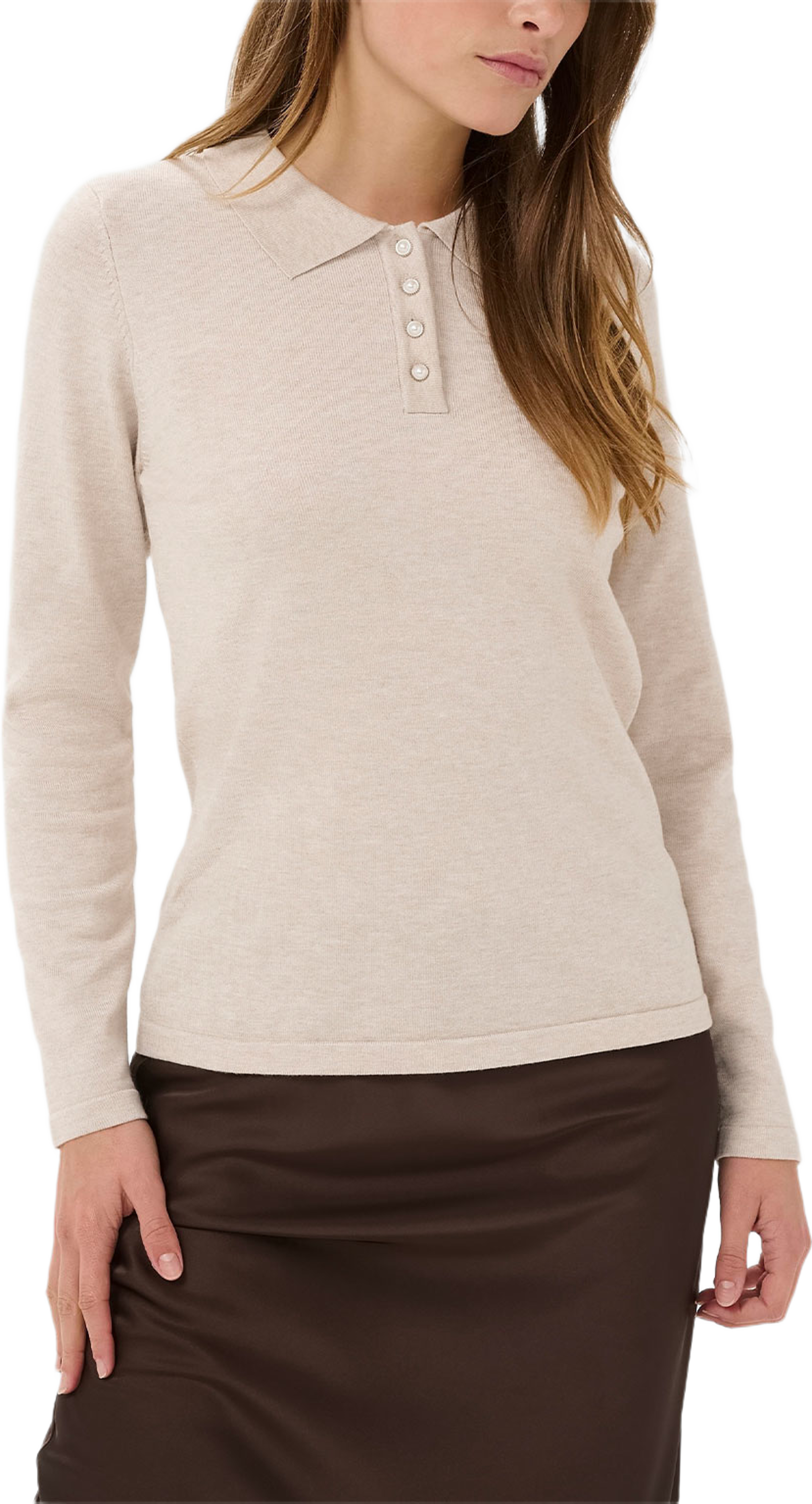 JilaSZ Deco Polo Pullover, från Saint Tropez, i färgen Gray Morn Melange. Klicka för att öppna bilden i stort format