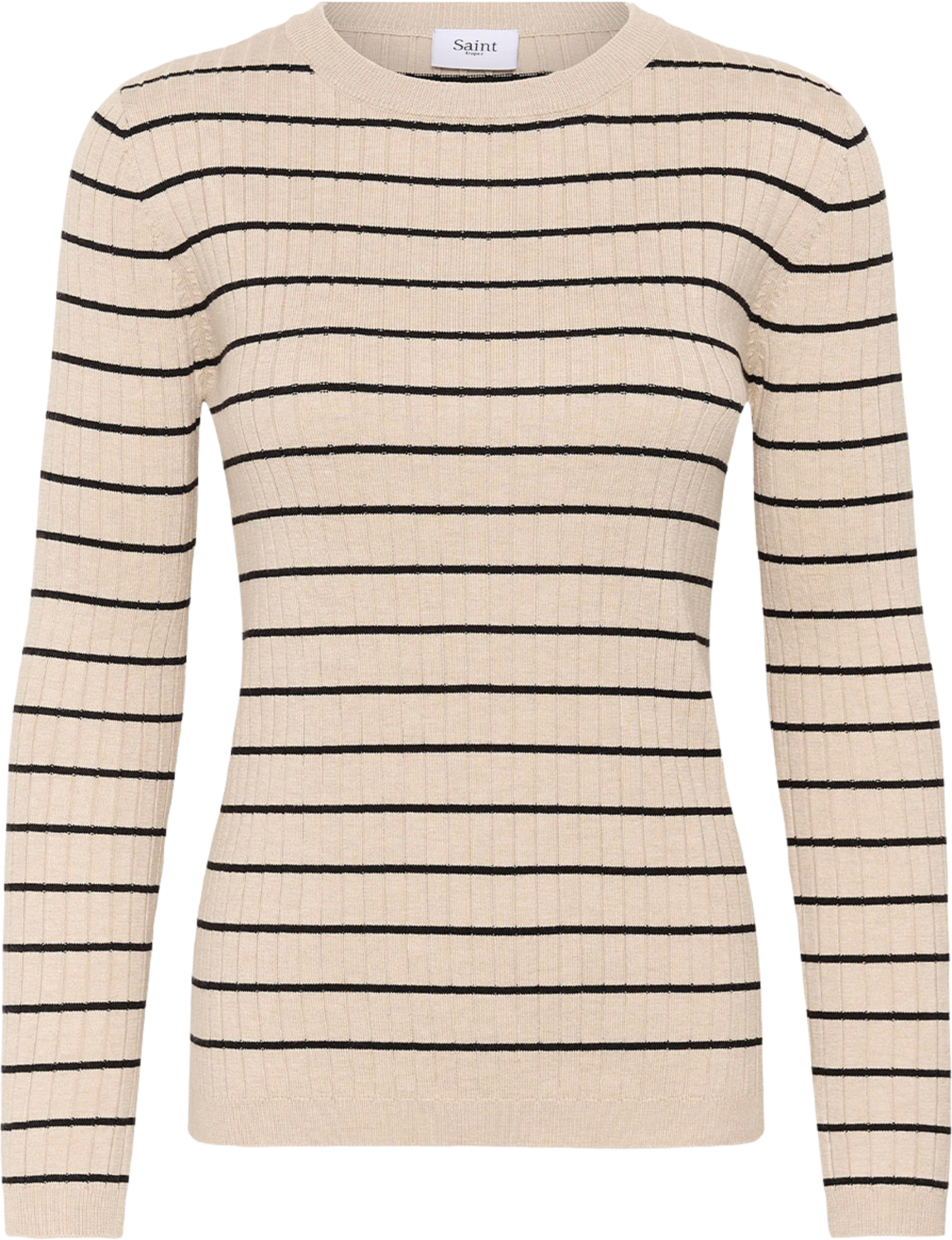 MilaSZ Rib St. Pullover, från Saint Tropez, i färgen Chateau Black Thin Stripe. Klicka för att öppna bilden i stort format