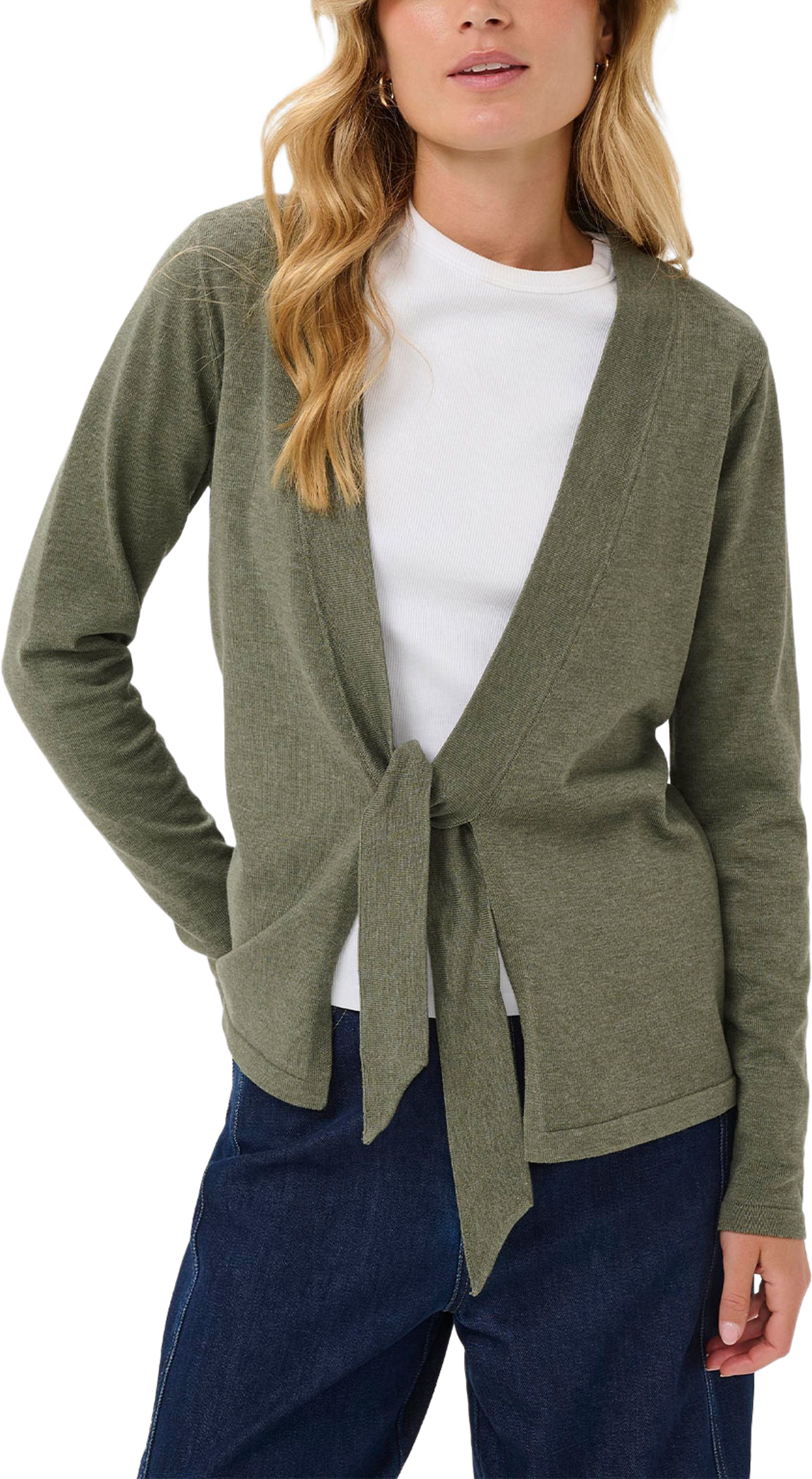 MilaSZ Tie Cardigan, från Saint Tropez, i färgen Agave Green Melange. Klicka för att öppna bilden i stort format