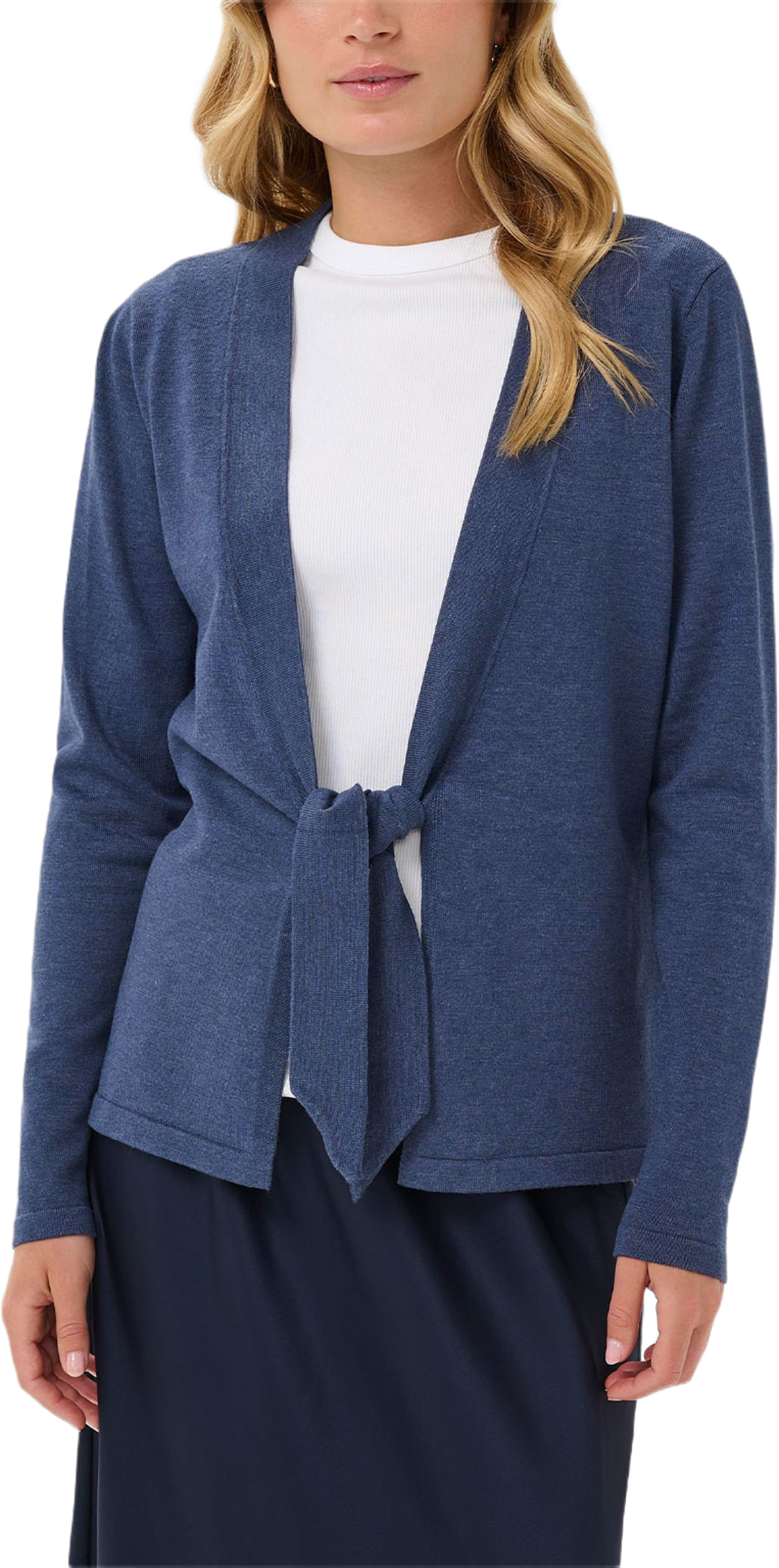 MilaSZ Tie Cardigan, från Saint Tropez, i färgen Vintage Indigo Melange. Klicka för att öppna bilden i stort format