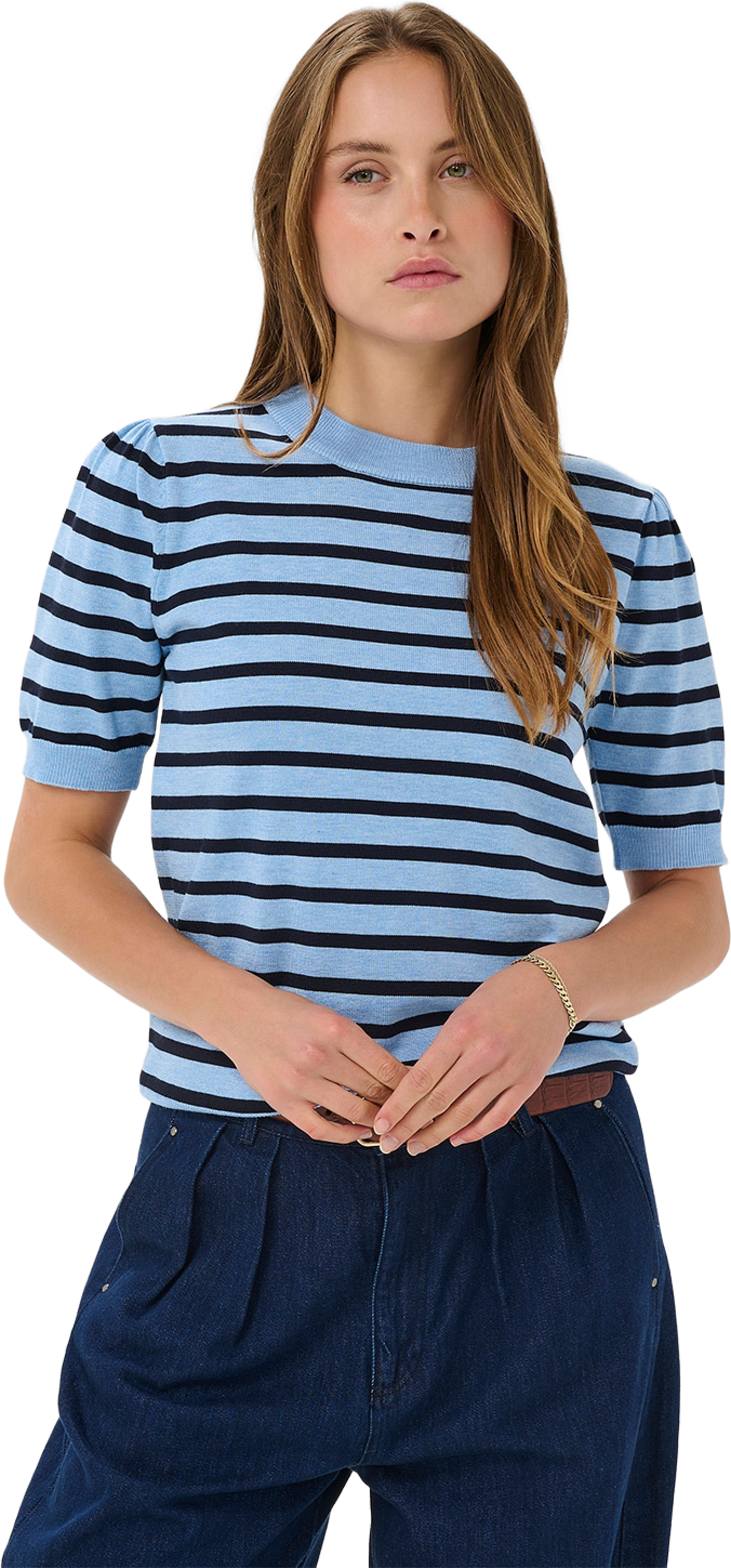 MilaSZ SS Striped Pullover, från Saint Tropez, i färgen Allure Nightsky Stripe. Klicka för att öppna bilden i stort format
