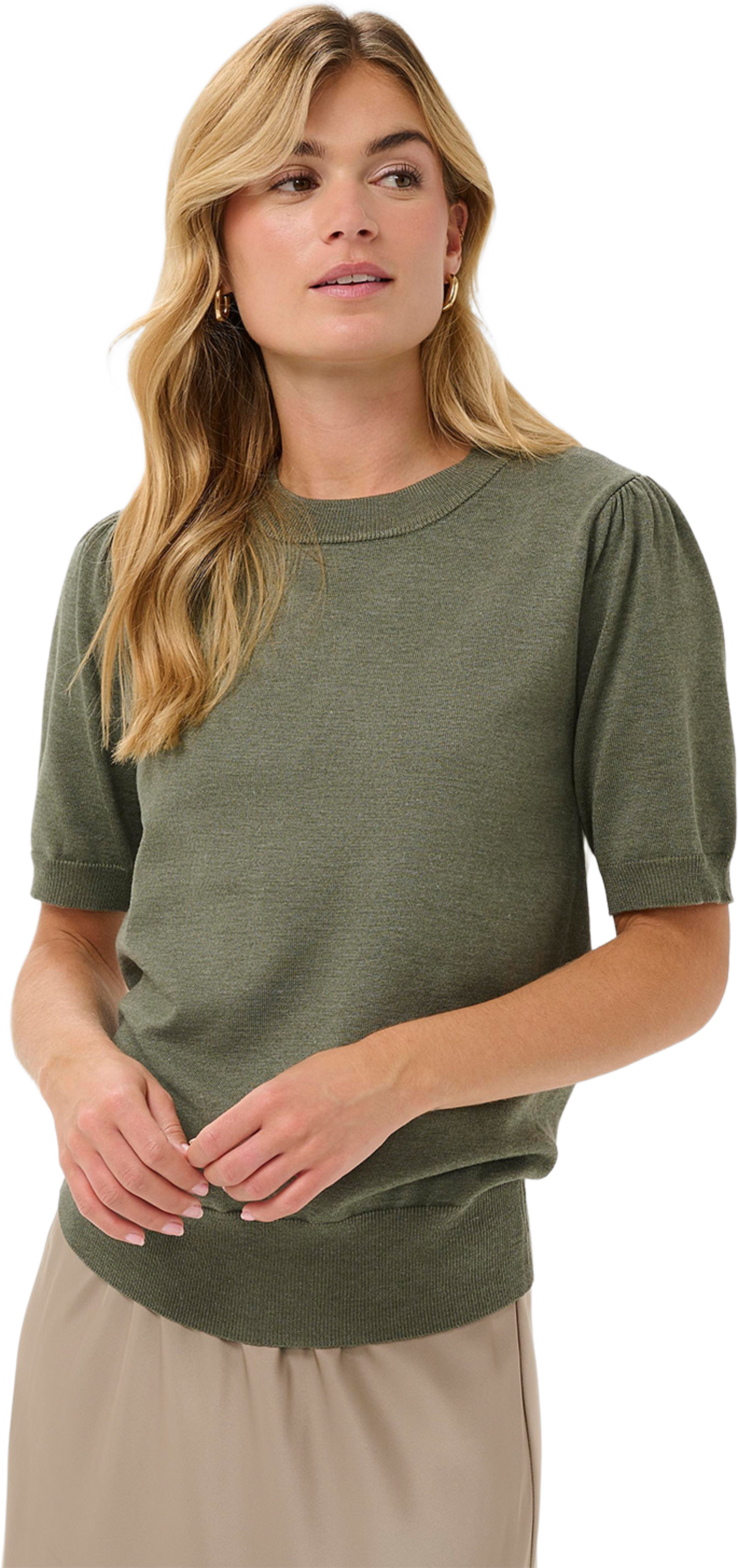 MilaSZ SS Pullover, från Saint Tropez, i färgen Agave Green Melange. Klicka för att öppna bilden i stort format