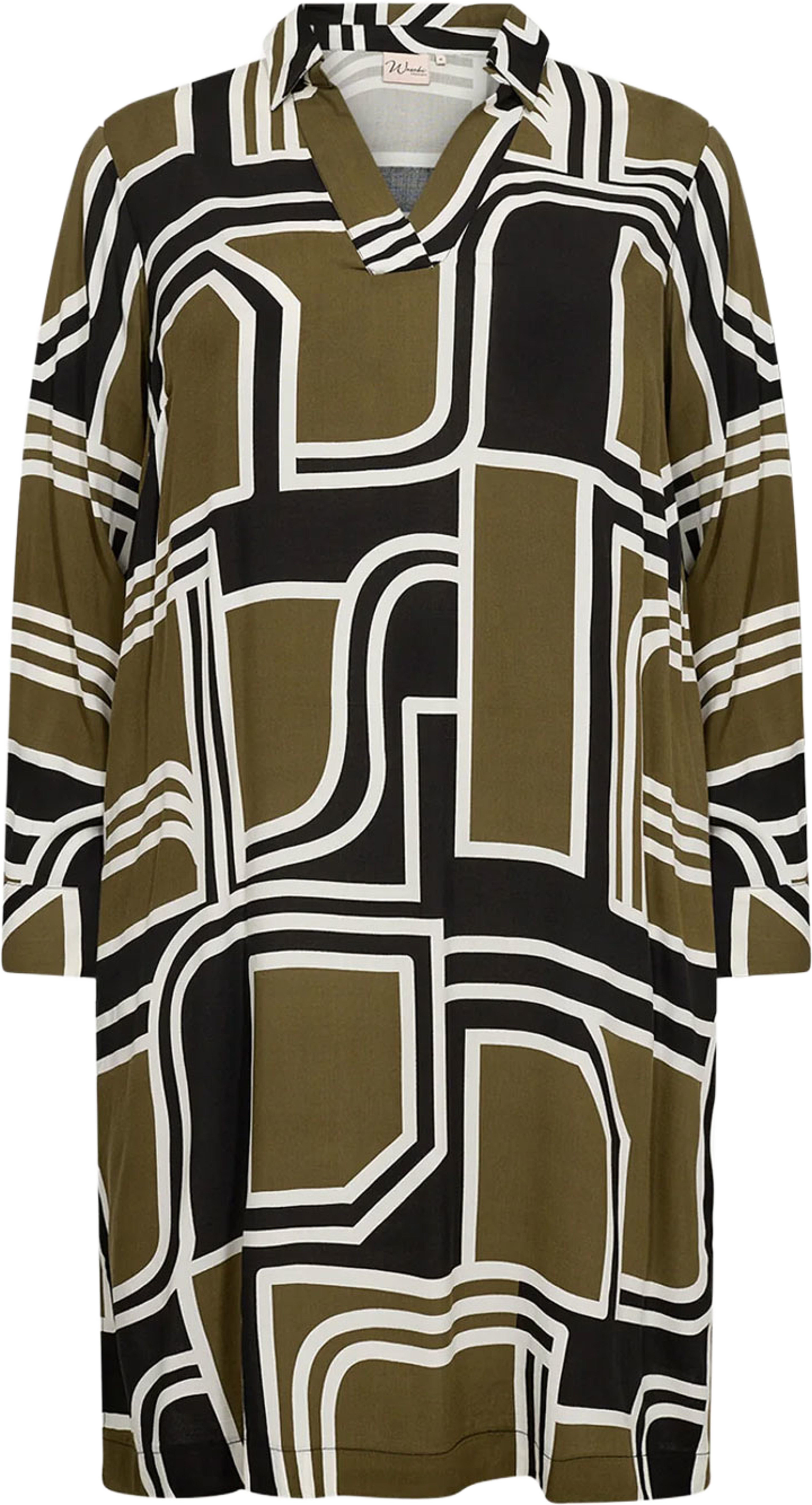 WA-Natalie 3 Blouse, från Wasabi Concept, i färgen Dark Olive Combi. Klicka för att öppna bilden i stort format