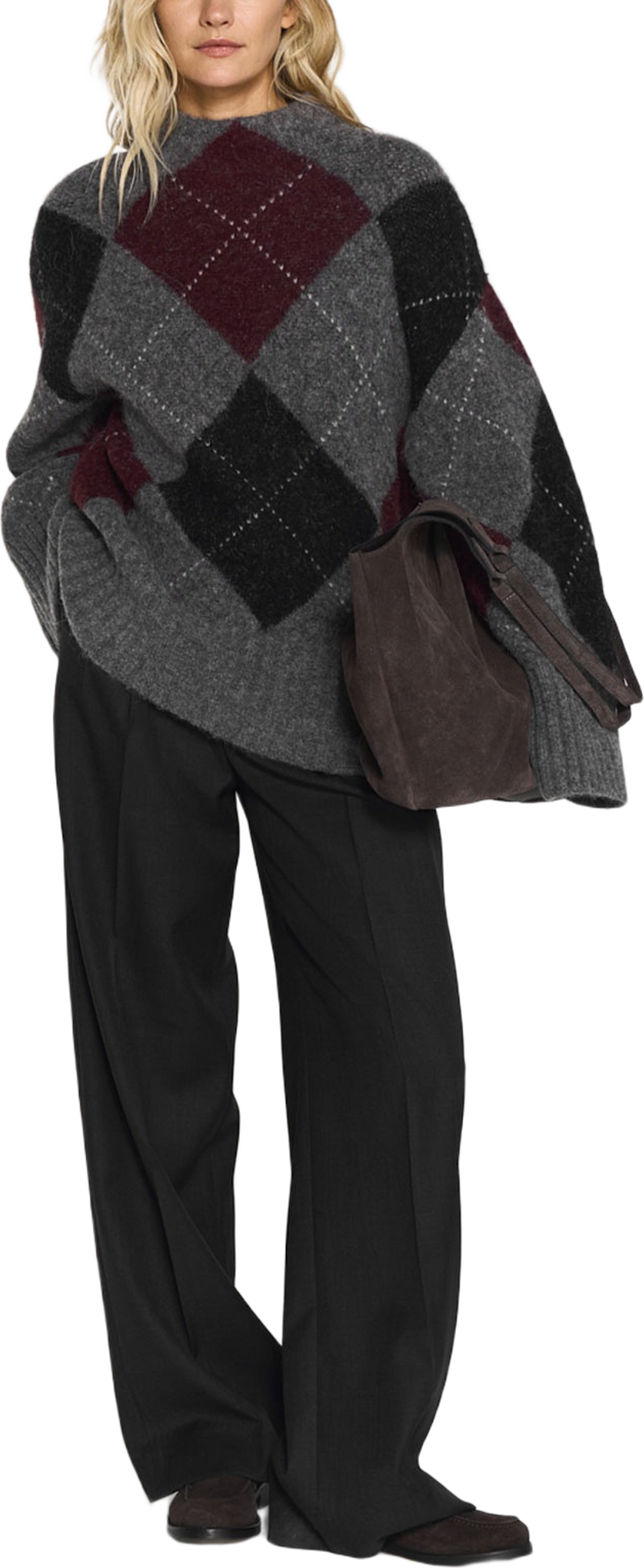 Idalia Argyle Sweater, från Twist & Tango, i färgen Burgundy Argyle. Klicka för att öppna bilden i stort format