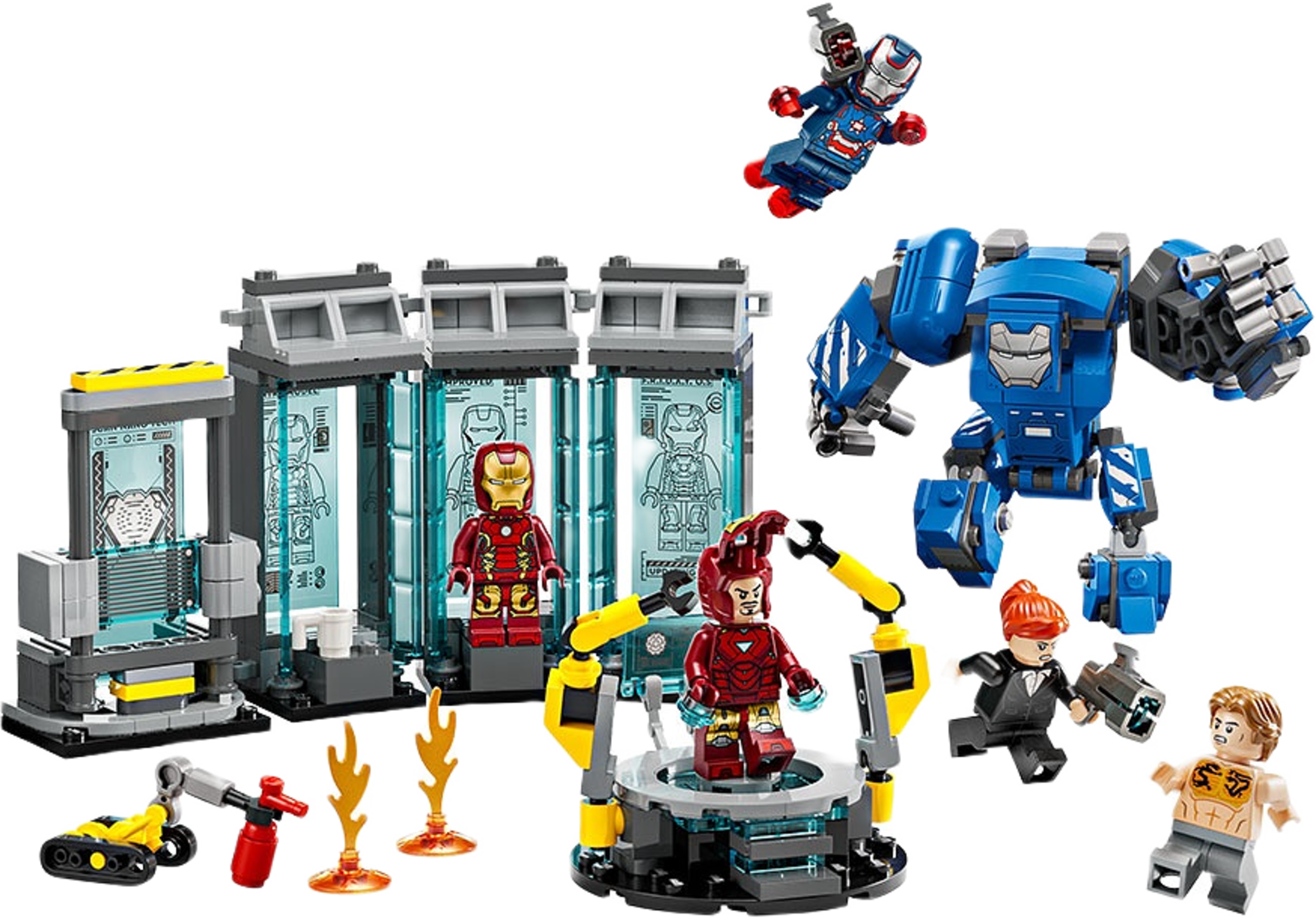 Marvel Iron Mans labb: rustningarnas sal 76315, från LEGO.