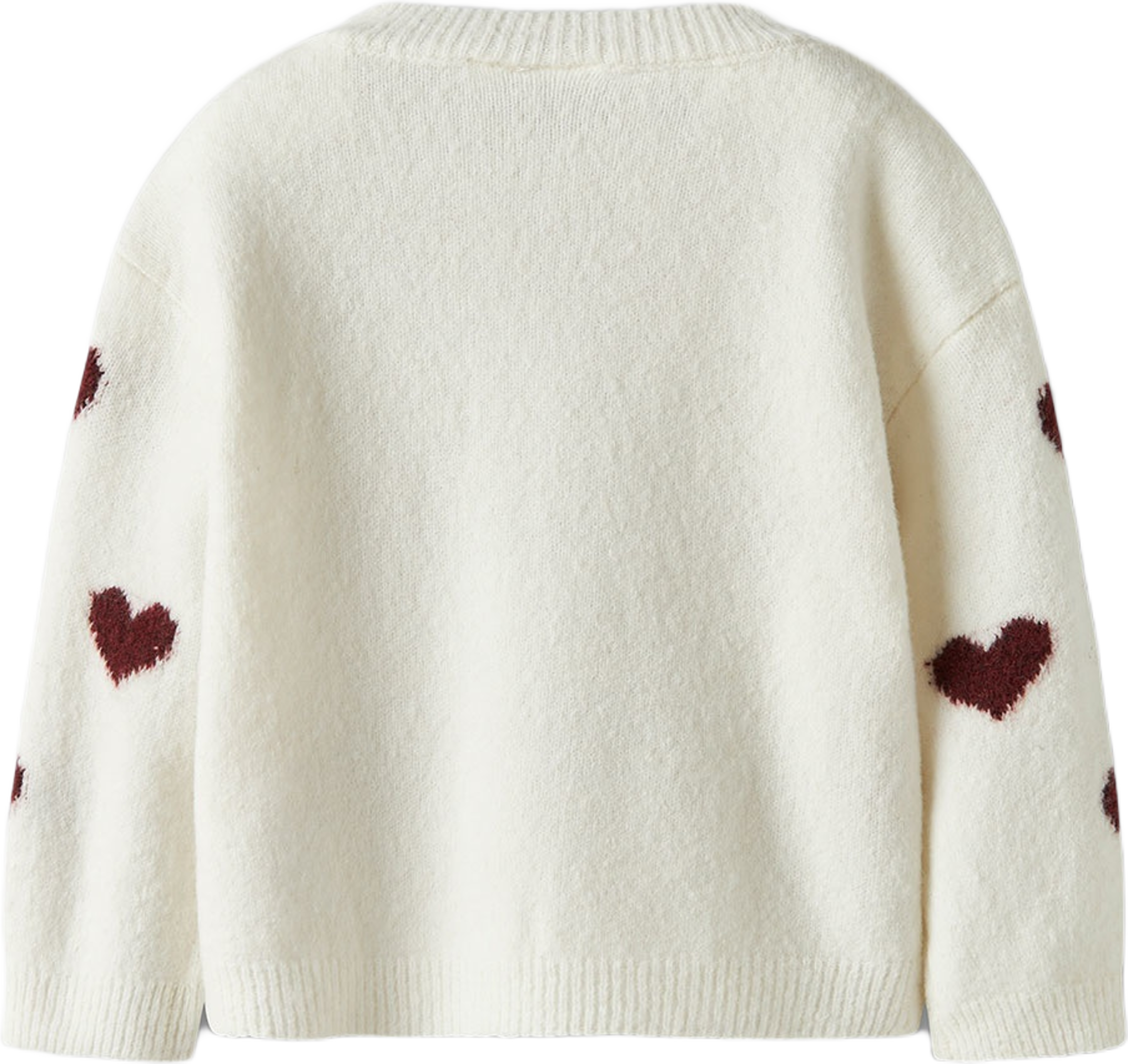 NMFONA LS KNIT, från Name It, i färgen Cloud Dancer Burgundy Hearts.