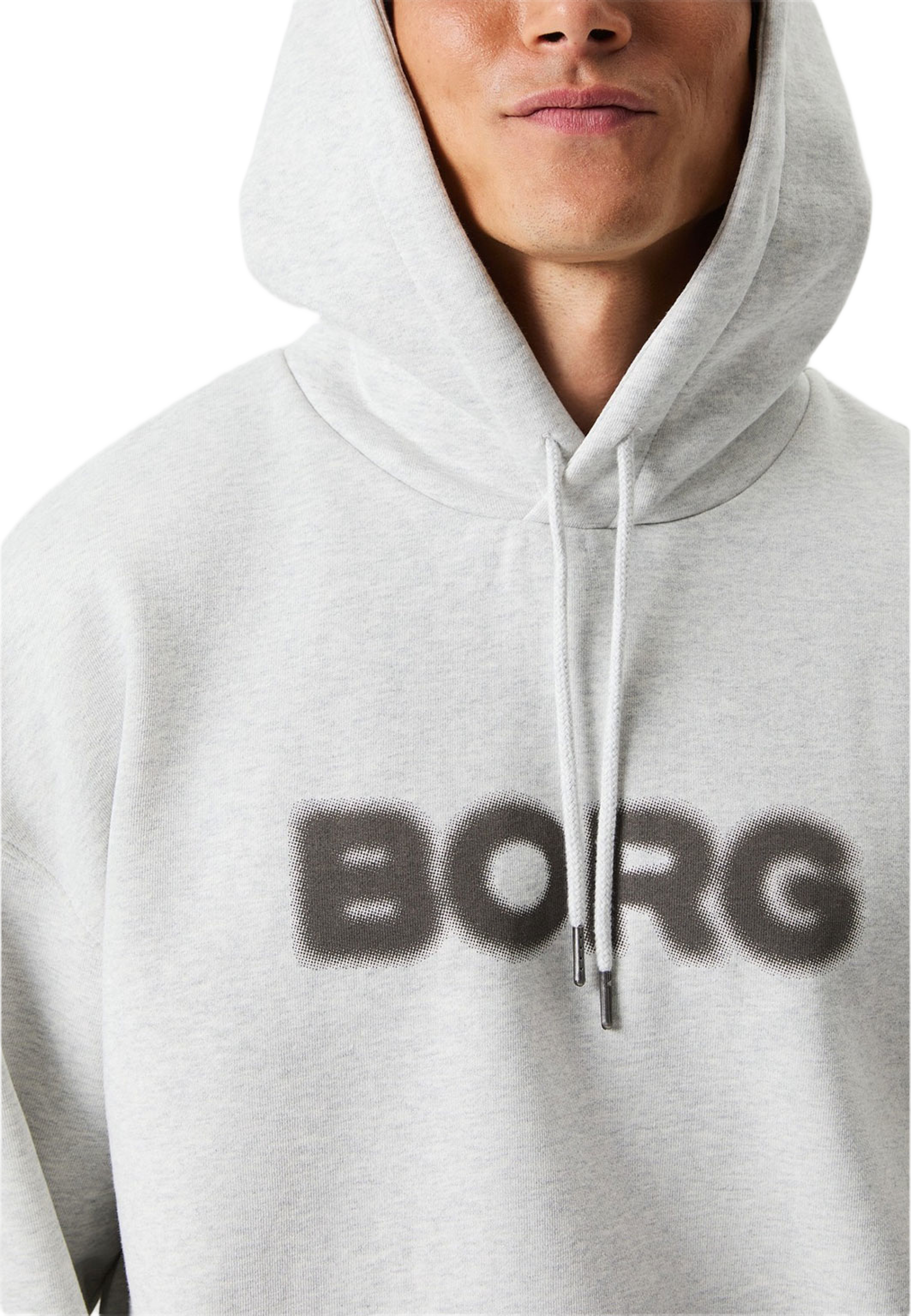 Borg Oversized Hoodie, från Björn Borg, i färgen Ultra Light Grey Melange. Klicka för att öppna bilden i stort format