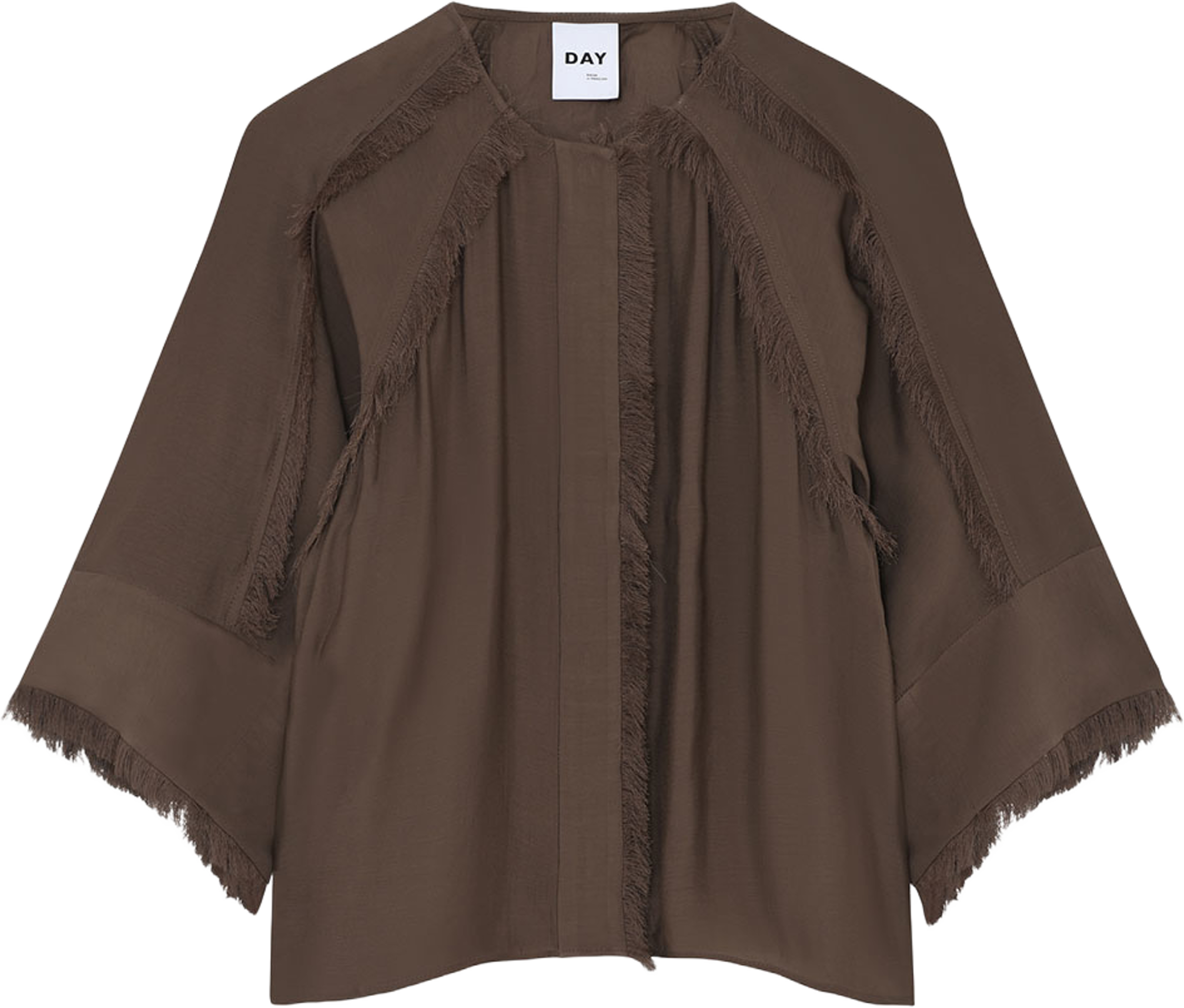 Cassie Blouse - Sheer Fringes, från DAY Birger et Mikkelsen, i färgen Chocolate Chip. Klicka för att öppna bilden i stort format