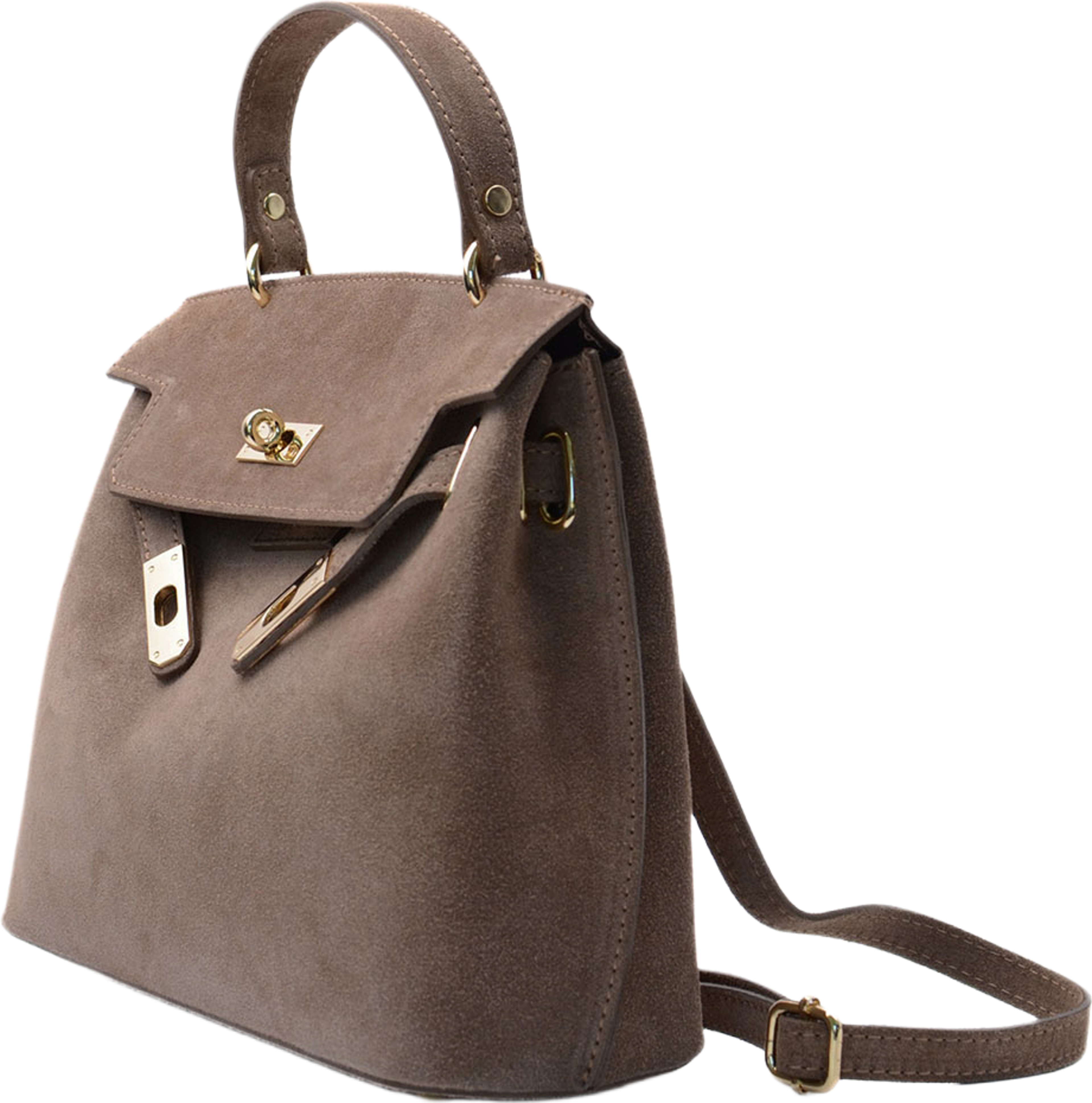 Handväska i suede Rivoli, från LaTalia, i färgen Taupe. Klicka för att öppna bilden i stort format