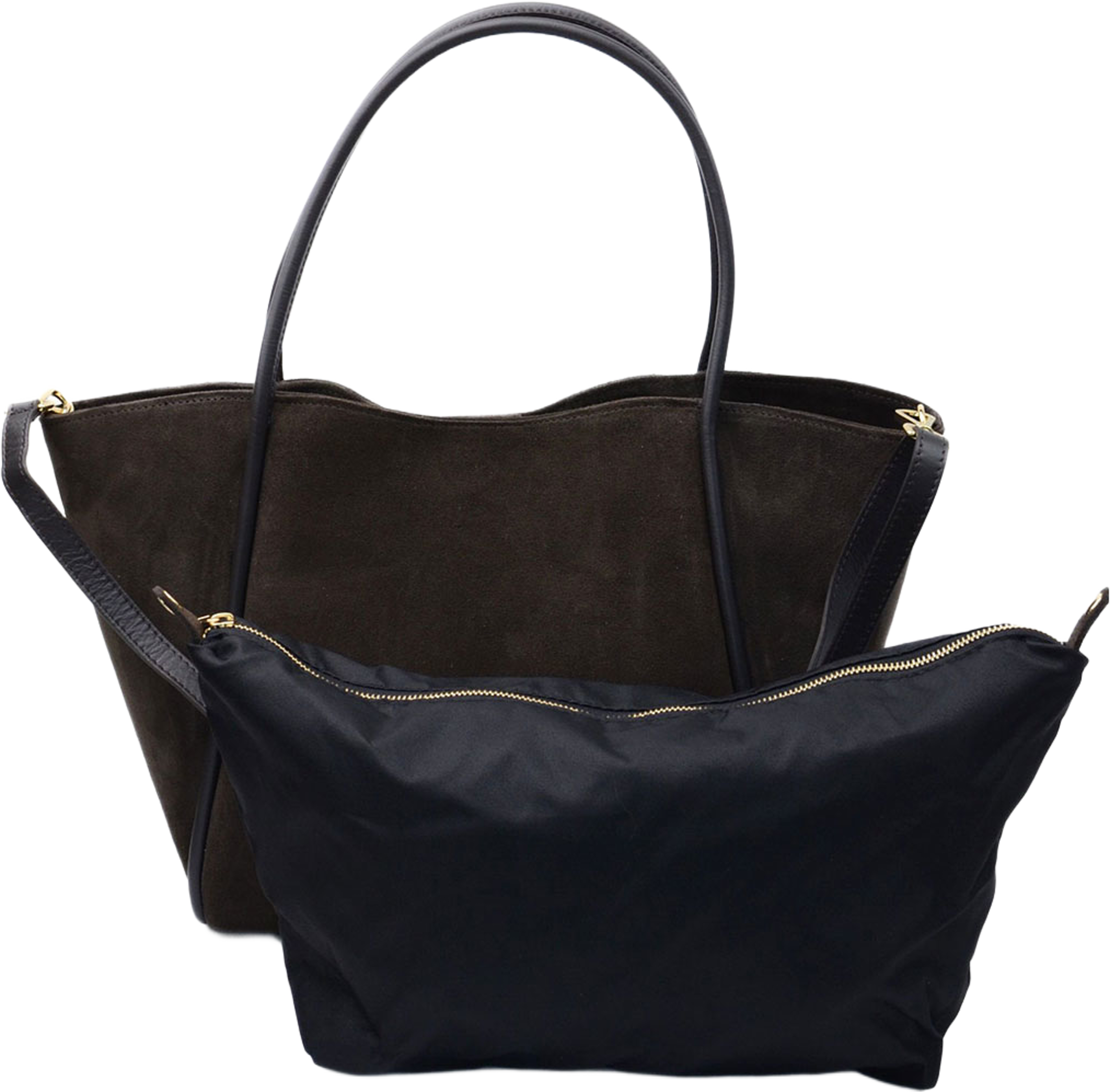 Toteväska i suede Florence XL, från LaTalia, i färgen Mörkbrun. Klicka för att öppna bilden i stort format