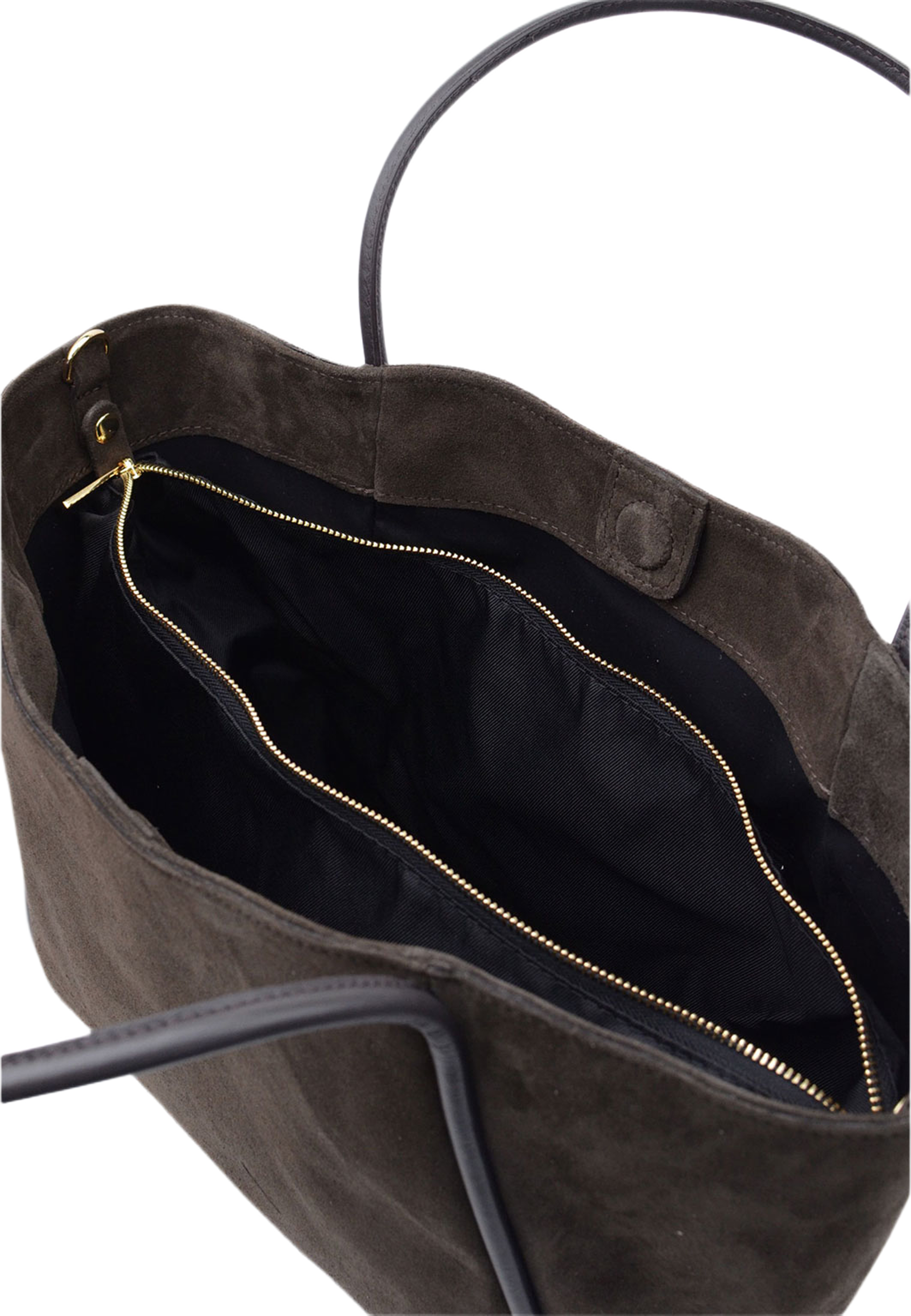 Toteväska i suede Florence XL, från LaTalia, i färgen Mörkbrun. Klicka för att öppna bilden i stort format