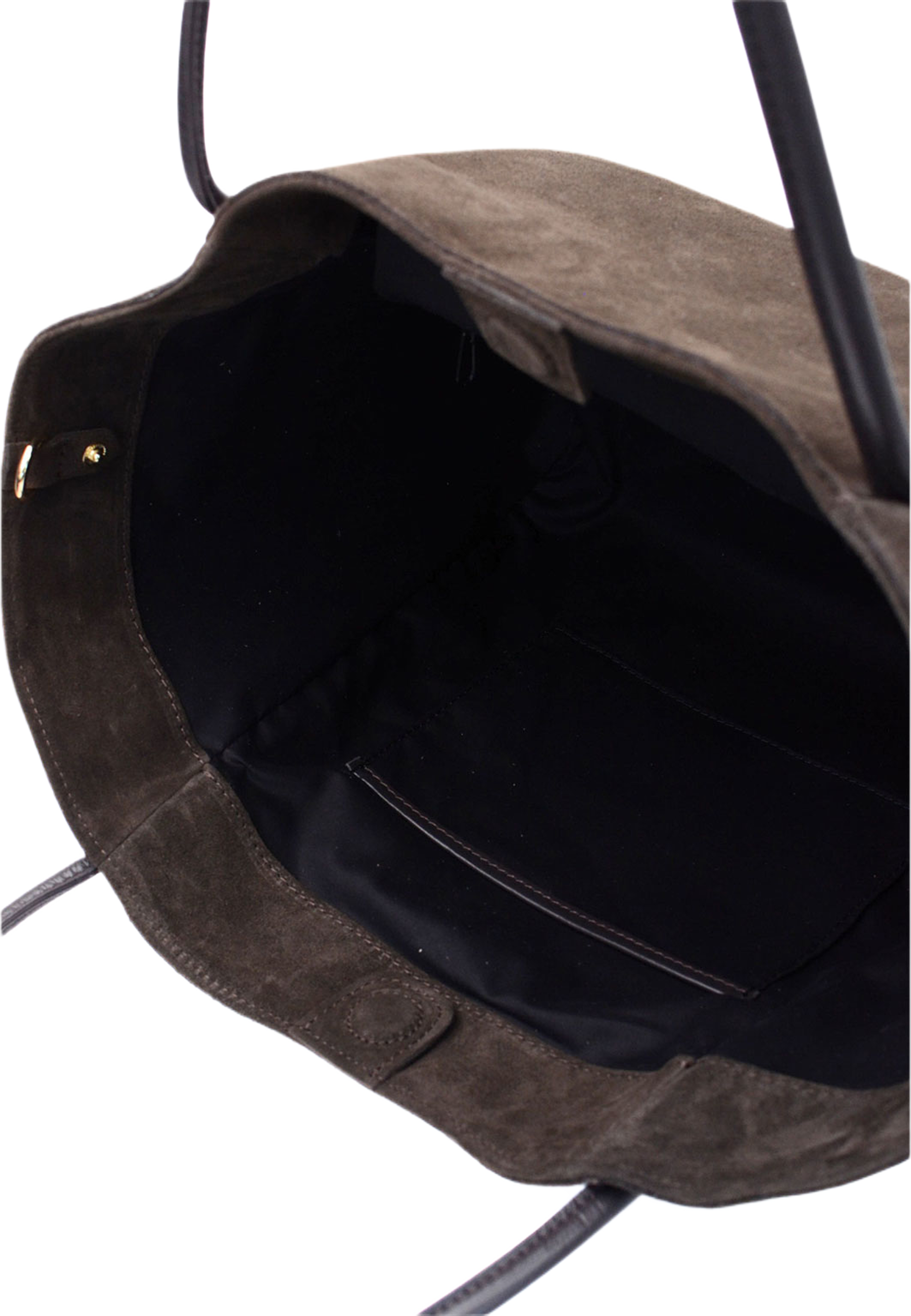 Toteväska i suede Florence XL, från LaTalia, i färgen Mörkbrun. Klicka för att öppna bilden i stort format